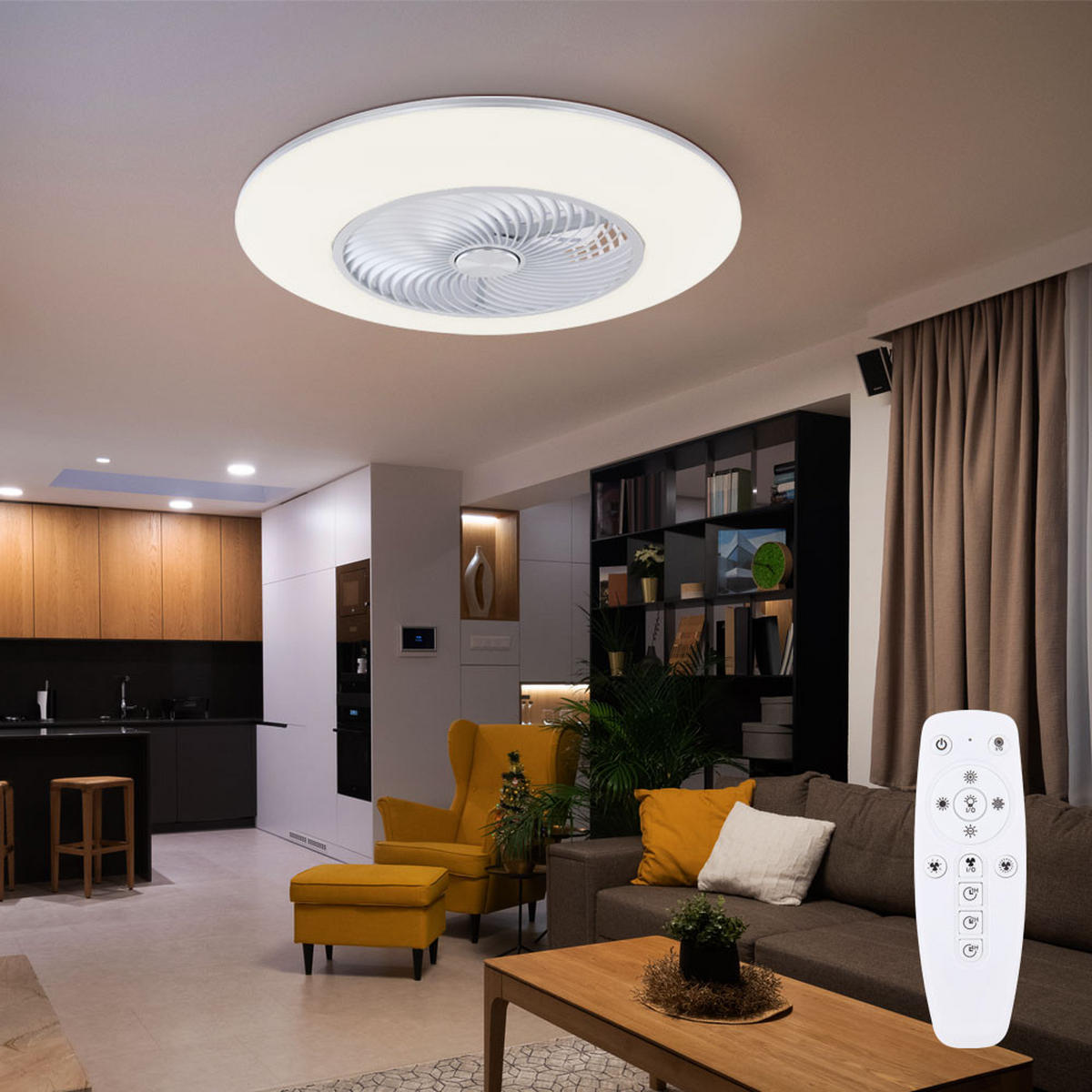 LED DECKENLEUCHTE Ventilator Weiß Opal - Weiß, Metall (58/58/22cm) - Globo Lighting