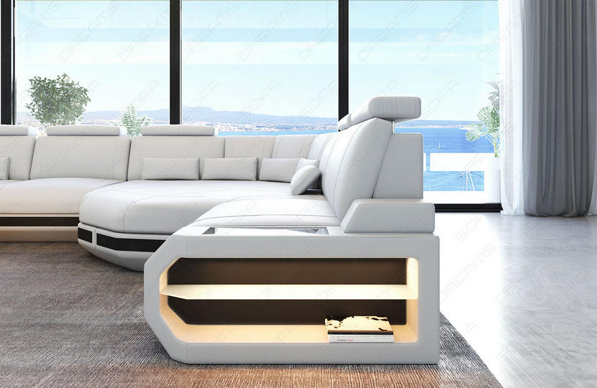 WOHNLANDSCHAFT Asti XXL - Schwarz/Weiß, Leder (435/93/280cm) - Sofa Dreams