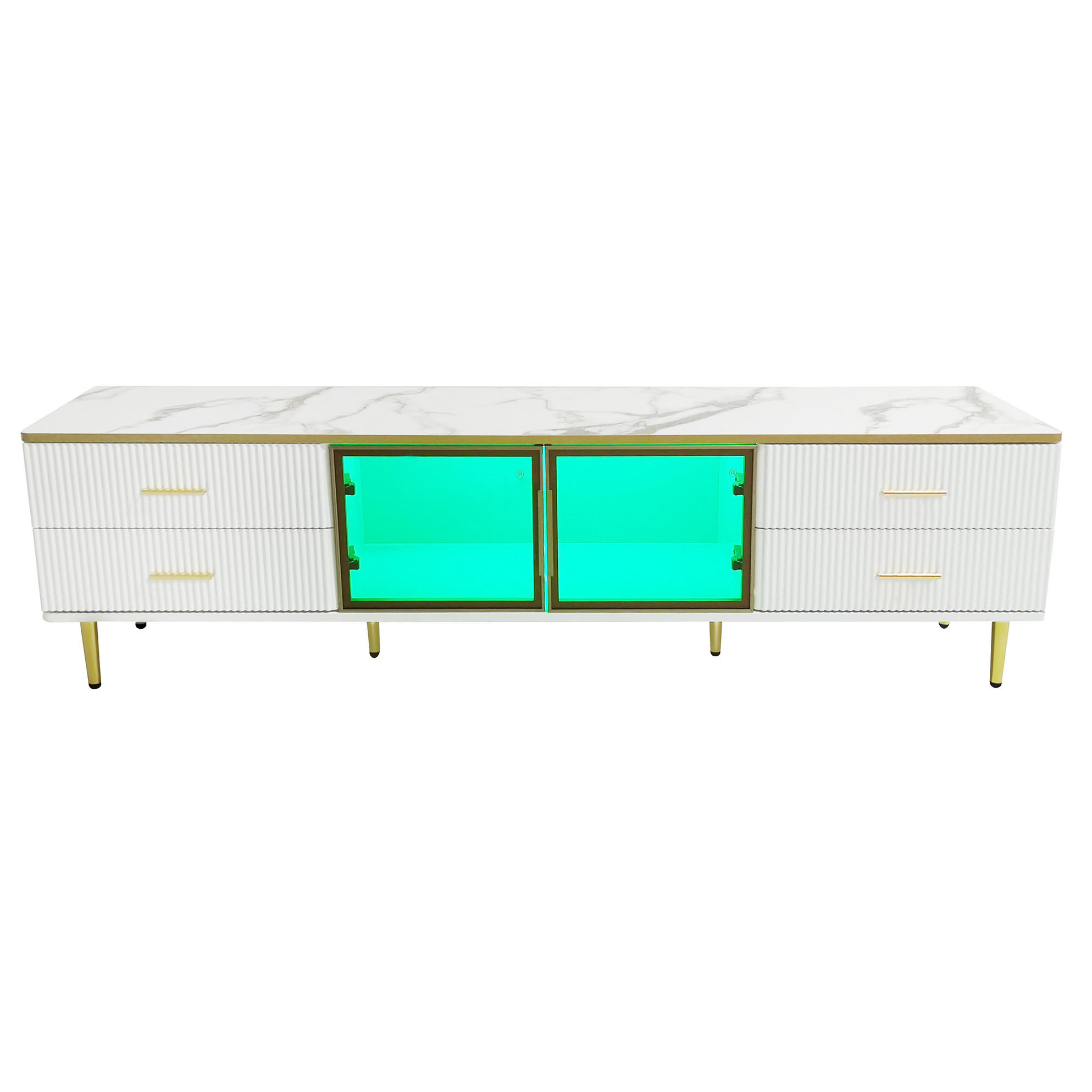 TV-ELEMENT mit 4 Schubladen und LED 170 x 37 x 47,5 cm Weiß - Weiß, Holzwerkstoff (37/47.5/170cm) - Beauniv
