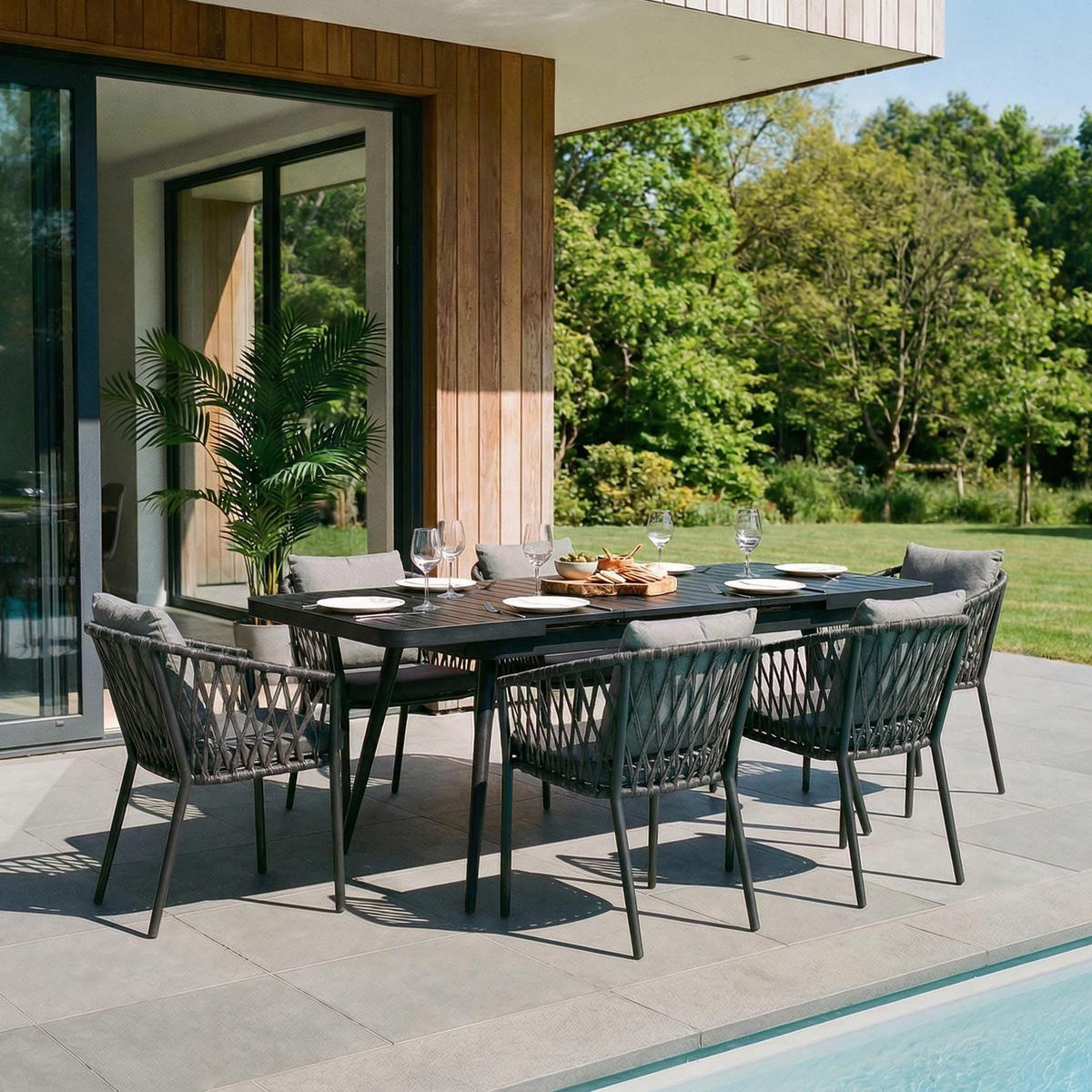 GARTENMÖBELSET SUNNY - Grau, Metall - IDIMEX