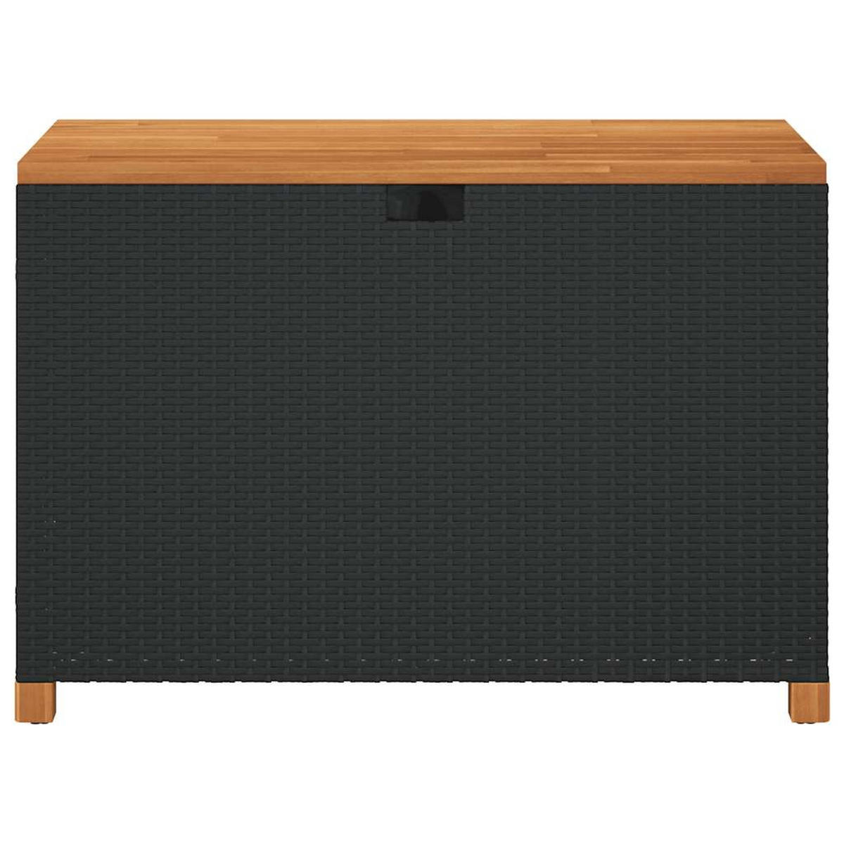 GARTENTRUHE Schwarz 110x55x63 cm Poly Rattan Akazienholz - Schwarz, Kunststoff (110/63/55cm) - furnicato