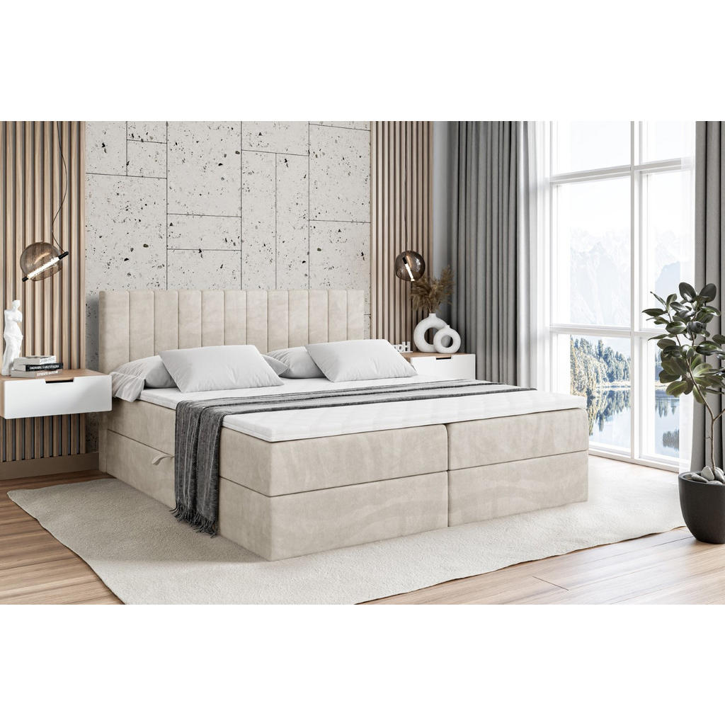 Thumbnail - Altdecor Boxbett, Beige, Holzwerkstoff, Höhe ca. 20 cm, 200x200 cm, Schlafzimmer, Betten, Boxspringbetten