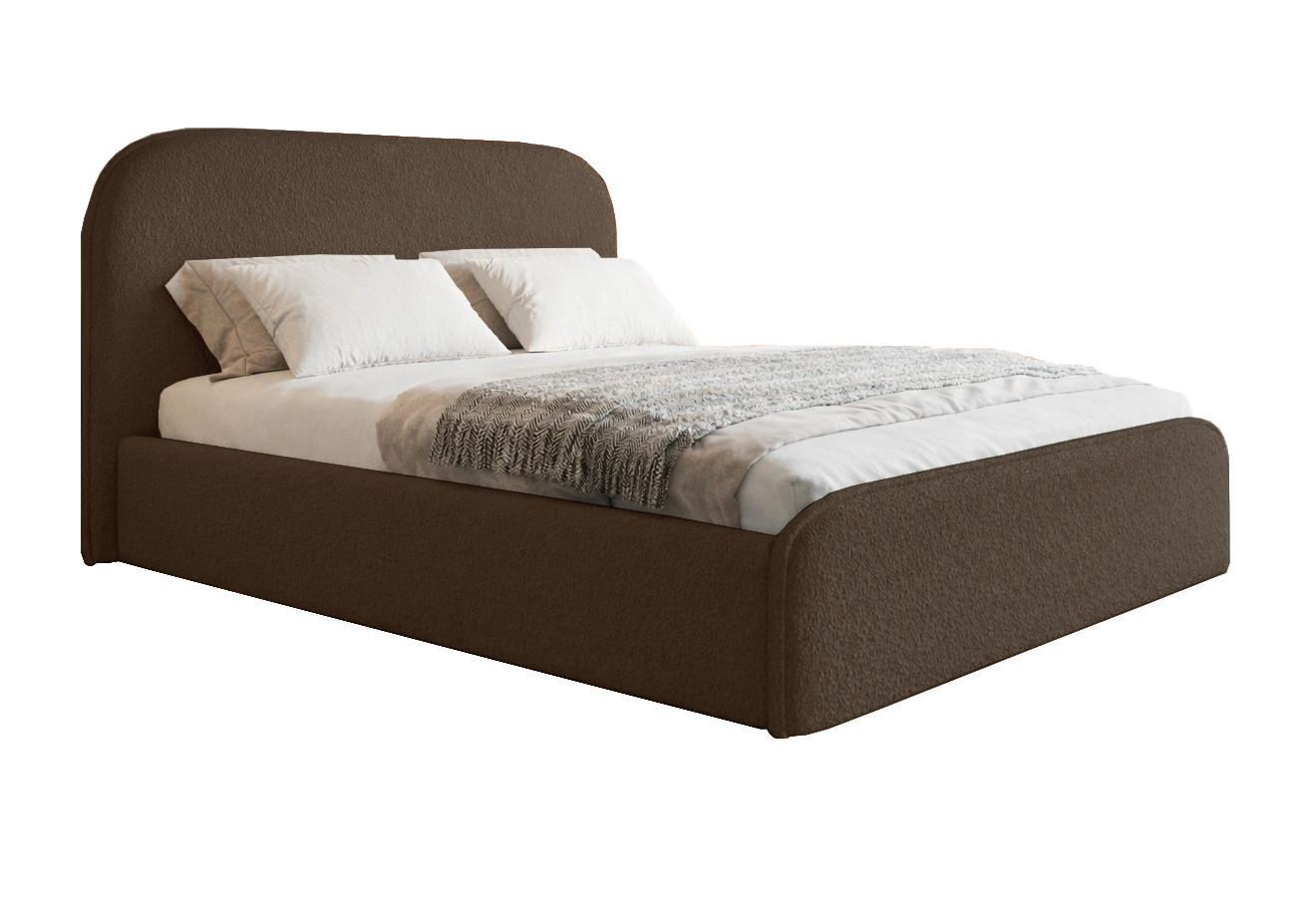 DOPPELBETT 160x200 Wendra Slim mit Lattenrost, Bettkasten, Boucle, Braun - Braun, Holz/Textil (160/200cm) - Emporius