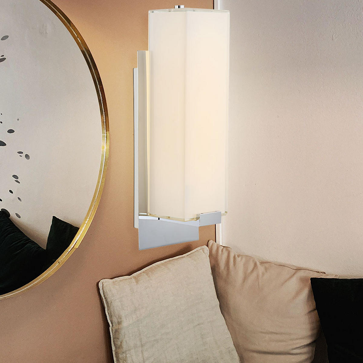 LED WANDLEUCHTE ABRUZZO Silber Glas satiniert - Silberfarben, Glas (11/29.5/29.5cm) - Globo Lighting