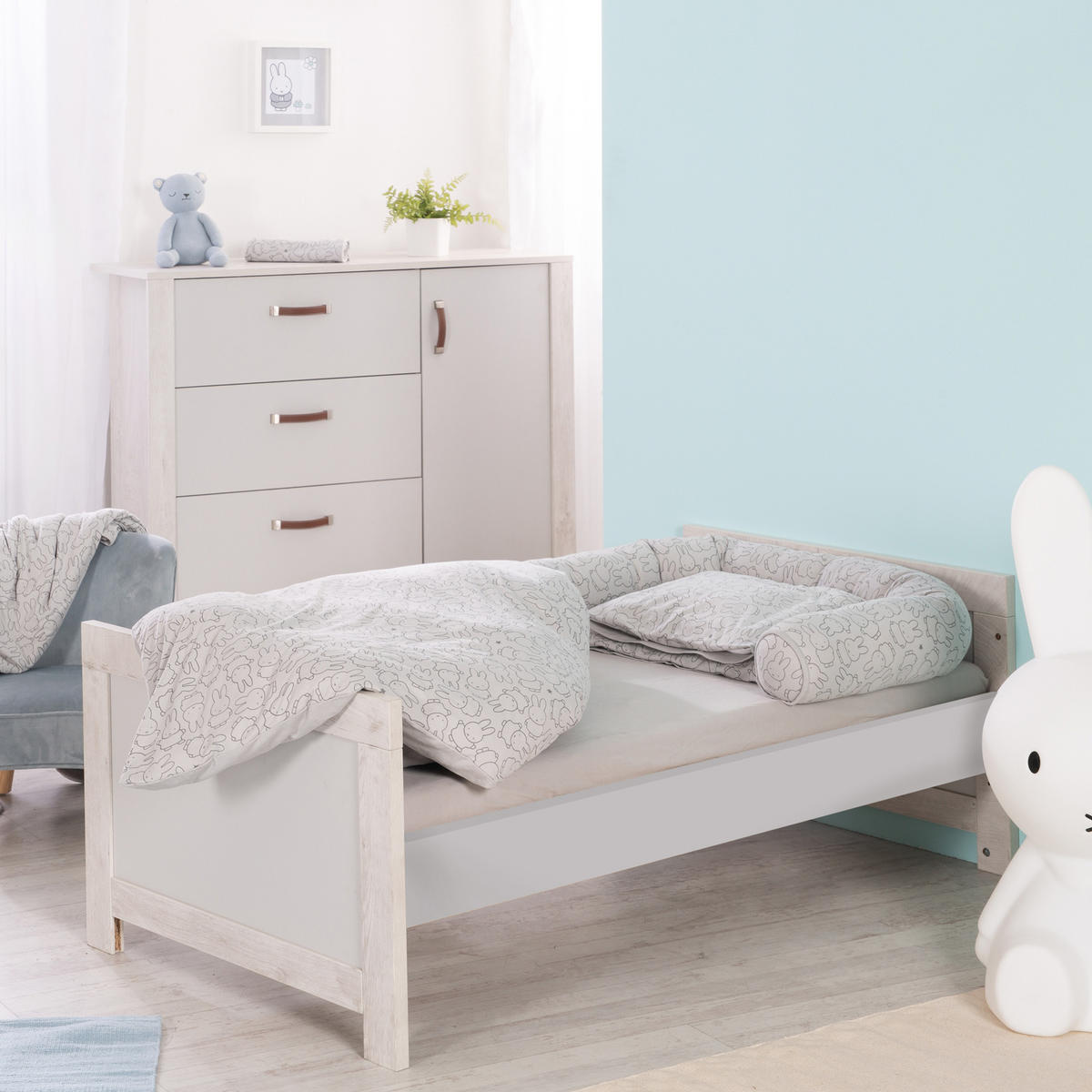 BABYZIMMER-SET Mila 2-teilig - Grau, Holzwerkstoff (126/142cm) - Roba