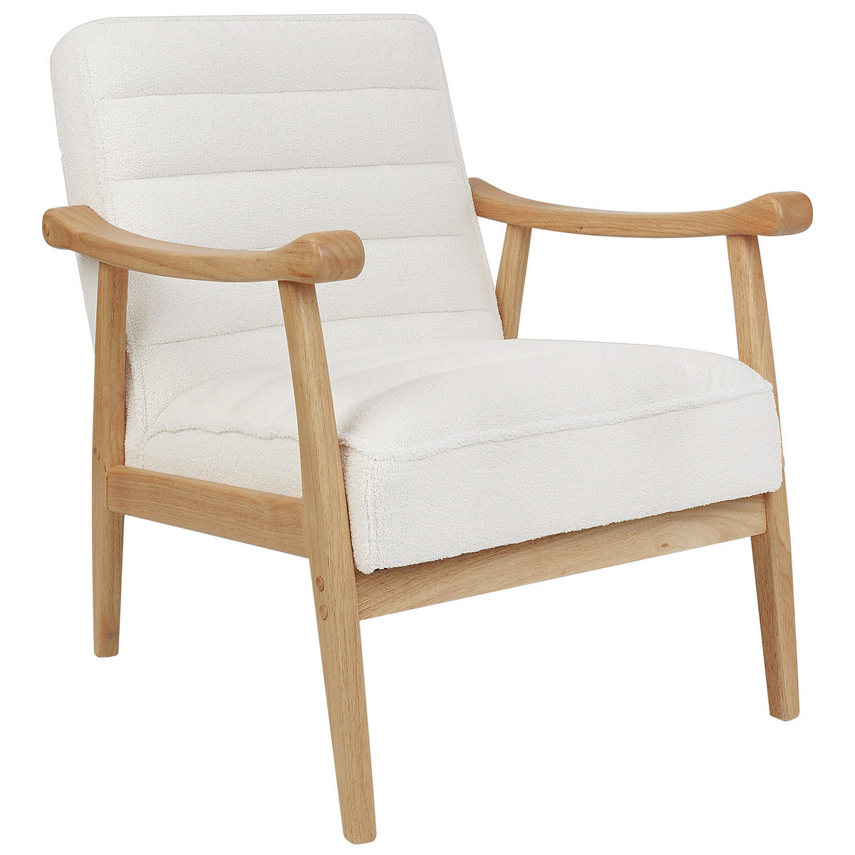 SESSEL Bouclé Cremeweiß Leknes - Hellbraun/Weiß, Textil (62/79/74cm) - Beliani