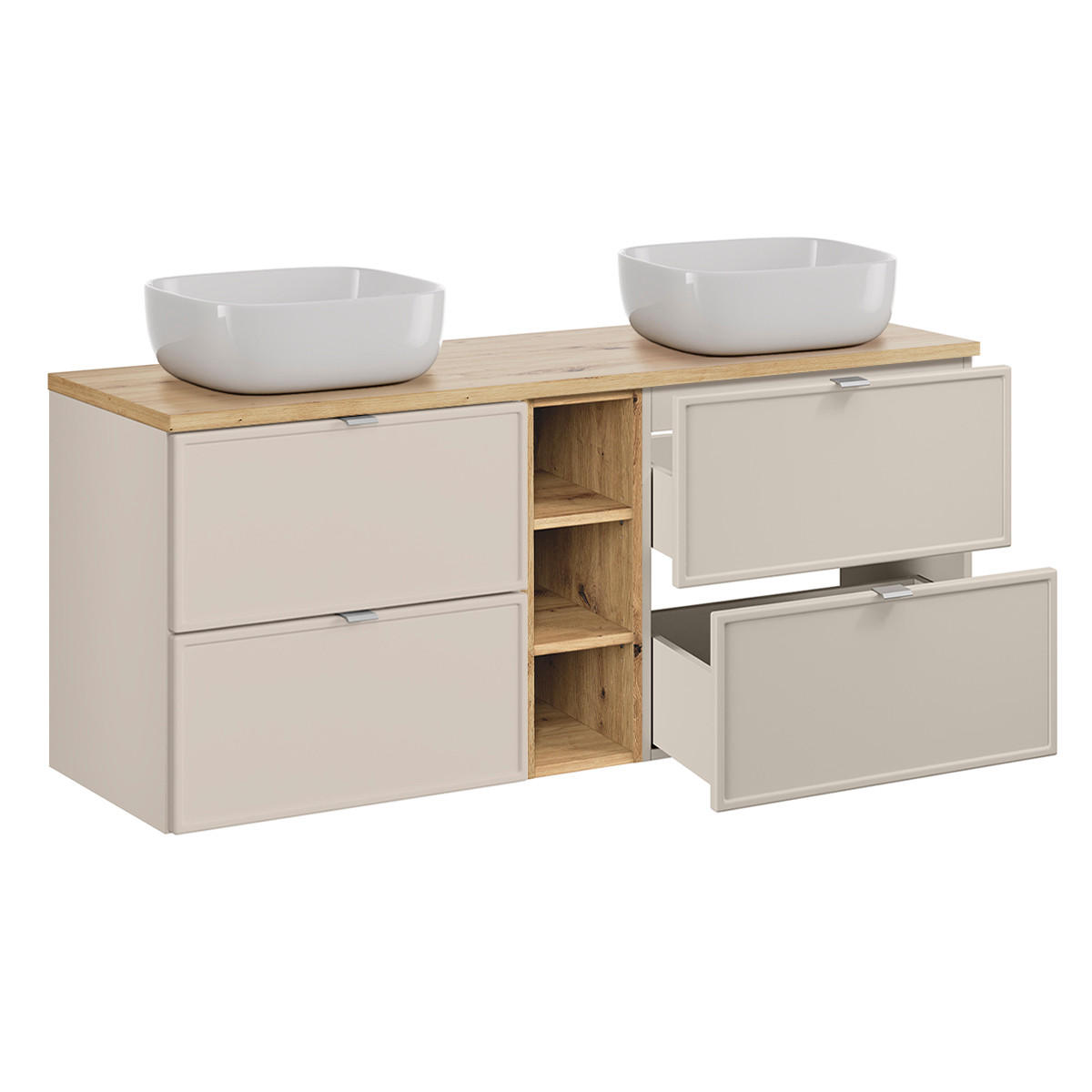 KOUPELNOVÝ NÁBYTEK 140.6cm Alba 2er-Set Kašmír - béžová, kompozitní dřevo (140.6/59/46cm) - Petits-meubles