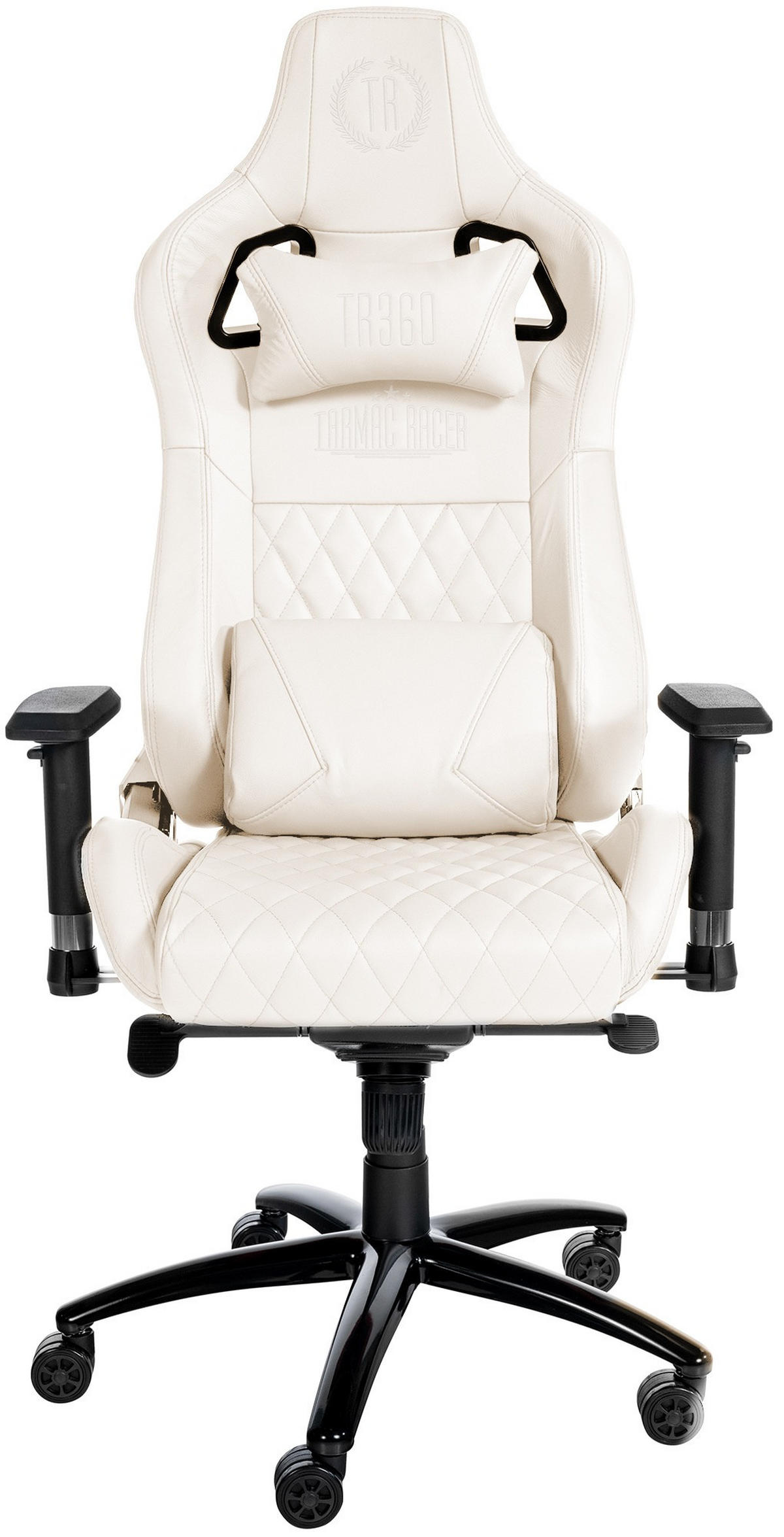 CHEFSESSEL Echtleder weiß - Schwarz/Weiß, Leder/Metall (70/129/64cm) - CLP