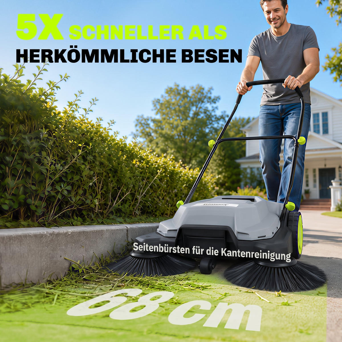 HANDKEHRMASCHINE Kunststoff TPE Grau - Grau, Kunststoff (69/93/118cm) - Outsunny