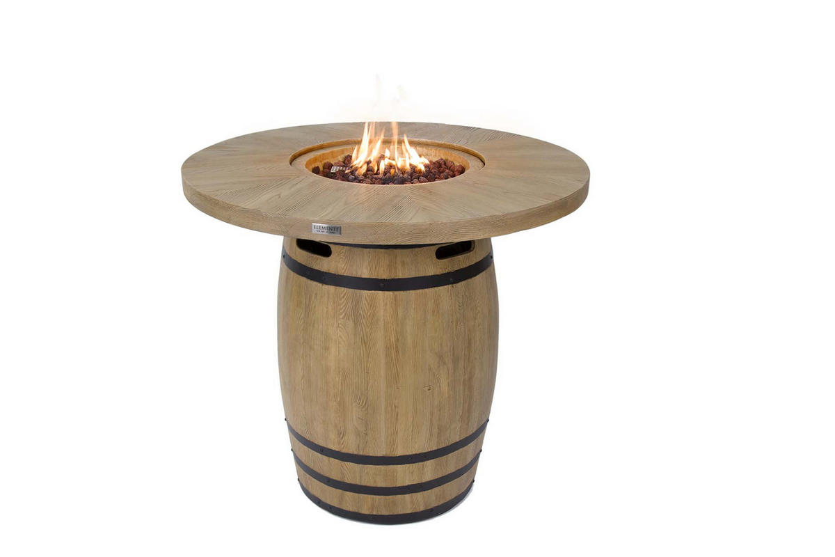 FEUERSTELLE Tuscany in Holzfass-Optik aus Faserbeton - Zwetschgeholzfarben, Stein (130/119/130cm) - Elementi