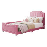 KINDERBETT 90/200 cm aus Holz mit Flanellbezug und Rückenlehne Rosa - Pink, Holz (90/200cm) - Modenvie