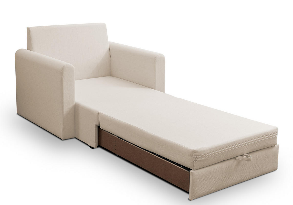 SCHLAFSESSEL Dejano Hellbeige 75x196 cm - Ecru/Schwarz, Holz/Textil (103/90/115cm) - Selsey