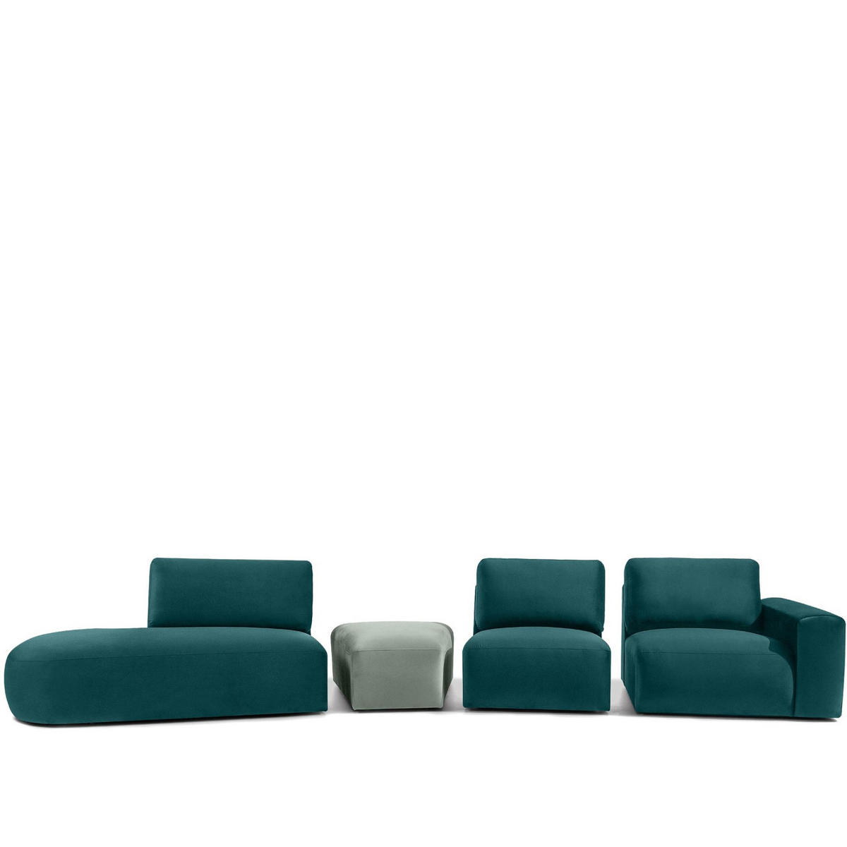 5-SITZER ECKSOFA ZUCCO Velour links, Mint - Mintgrün, Textil (430/84/105cm) - KONSIMO®