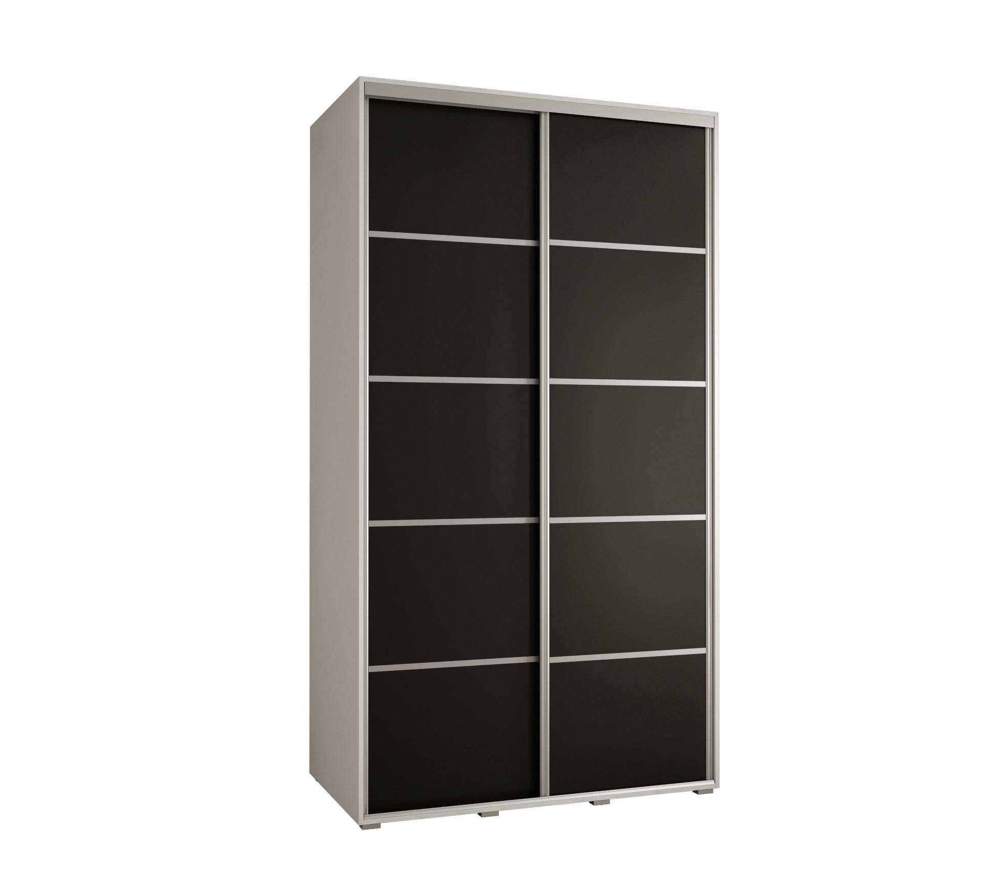 Abiks Möbel Schwebetürenschrank Weiß, Schwarz, Silber 130x235x45 cm