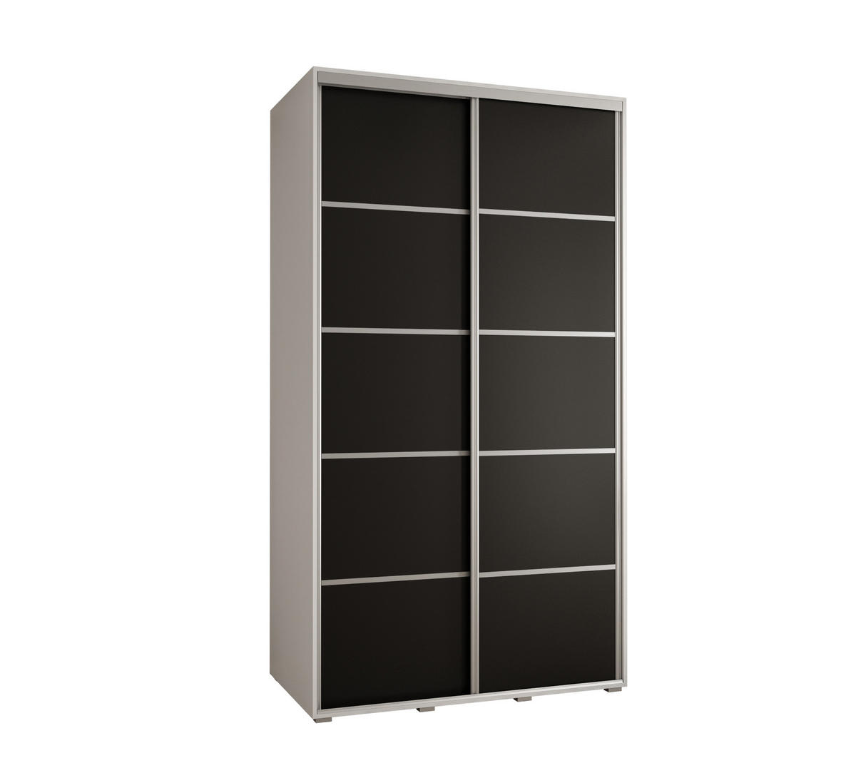 SCHWEBETÜRENSCHRANK 235,2/130/45 2-türig - Silberfarben/Schwarz, Holz/Metall (130/235/45cm) - Abiks Möbel