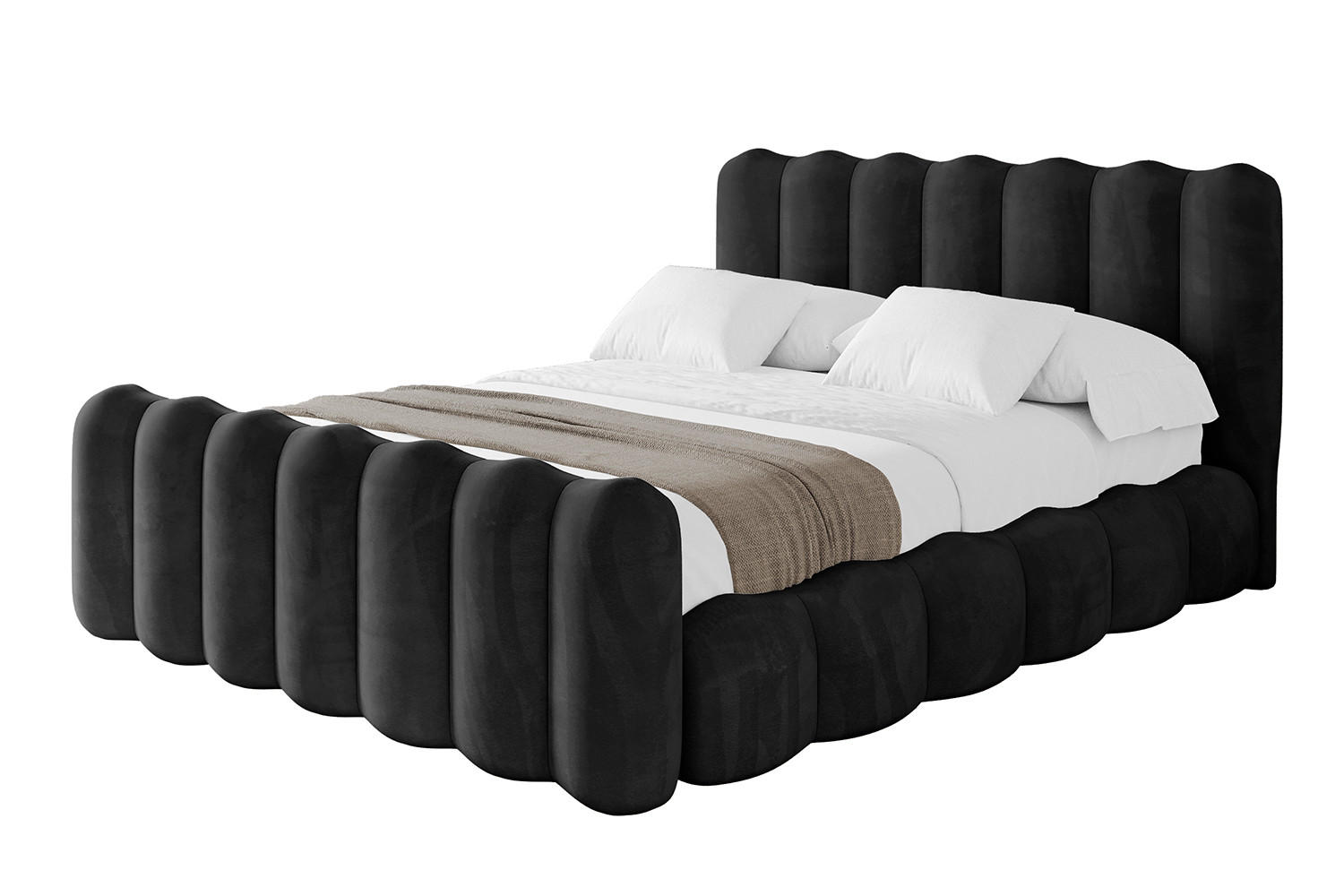 POLSTERBETT mit Bettkasten, Fußteil und Lattenrost, Boxbett ohne Matratze - SORA-Z 180x200 Schwarz - Schwarz, Holzwerkstoff/Textil (180/200cm) - ALTDECOR