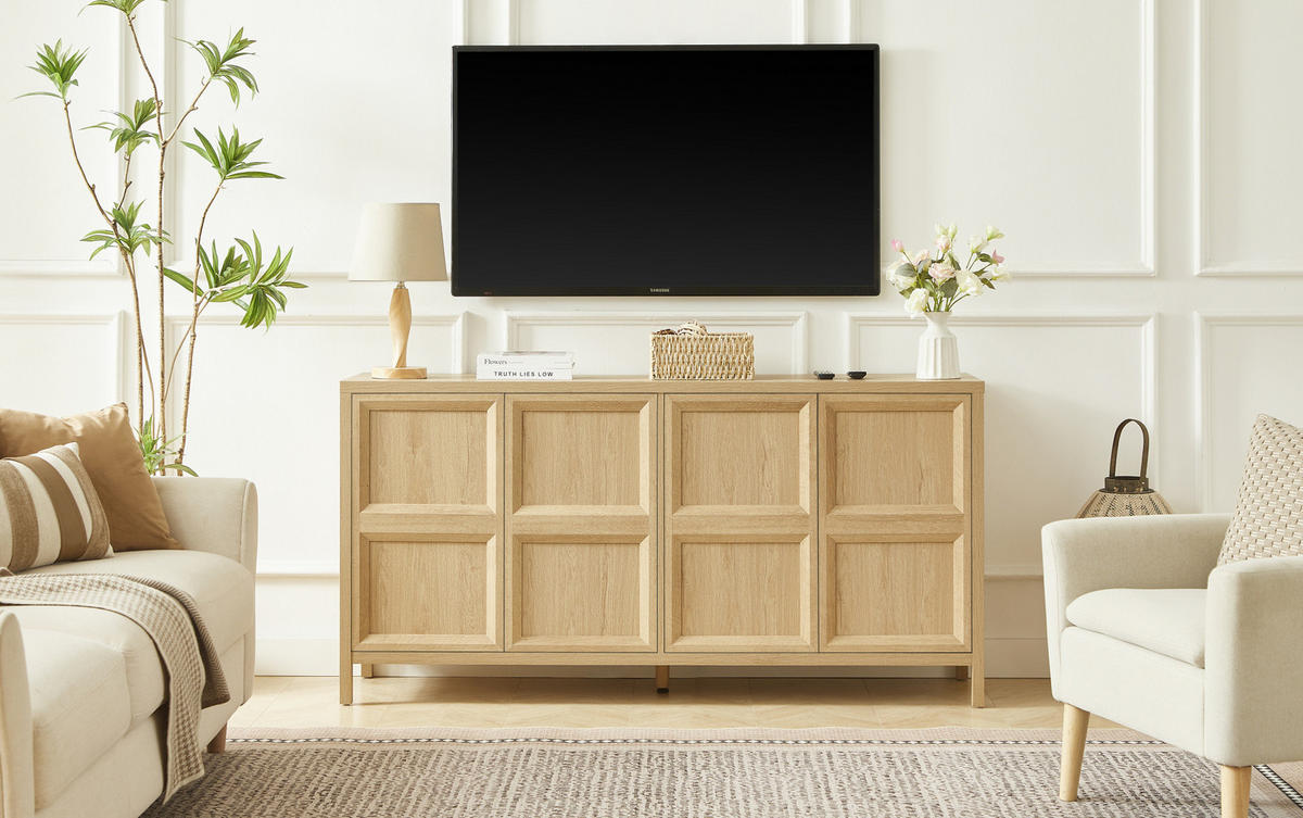 SIDEBOARD 160/40/80 cm aus MDF mit Drucköffnung Eiche - Eichefarben, Holzwerkstoff (160/80/40cm) - Modenvie