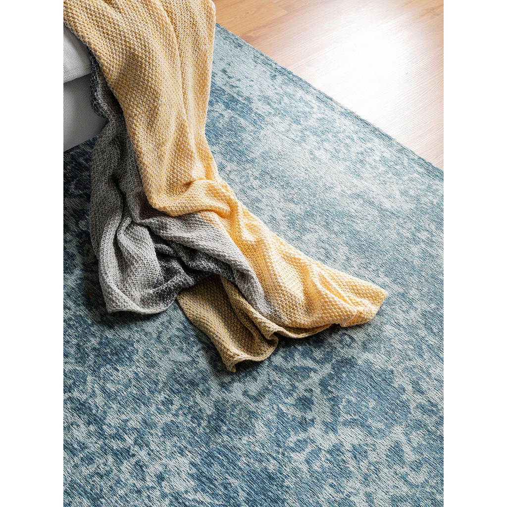 Thumbnail - benuta Pop Flachgewebeteppich, Blau, Textil, Patchwork, Rechteckig, 75x165 cm, Oeko-Tex® Standard 100, für Fußbodenheizu...