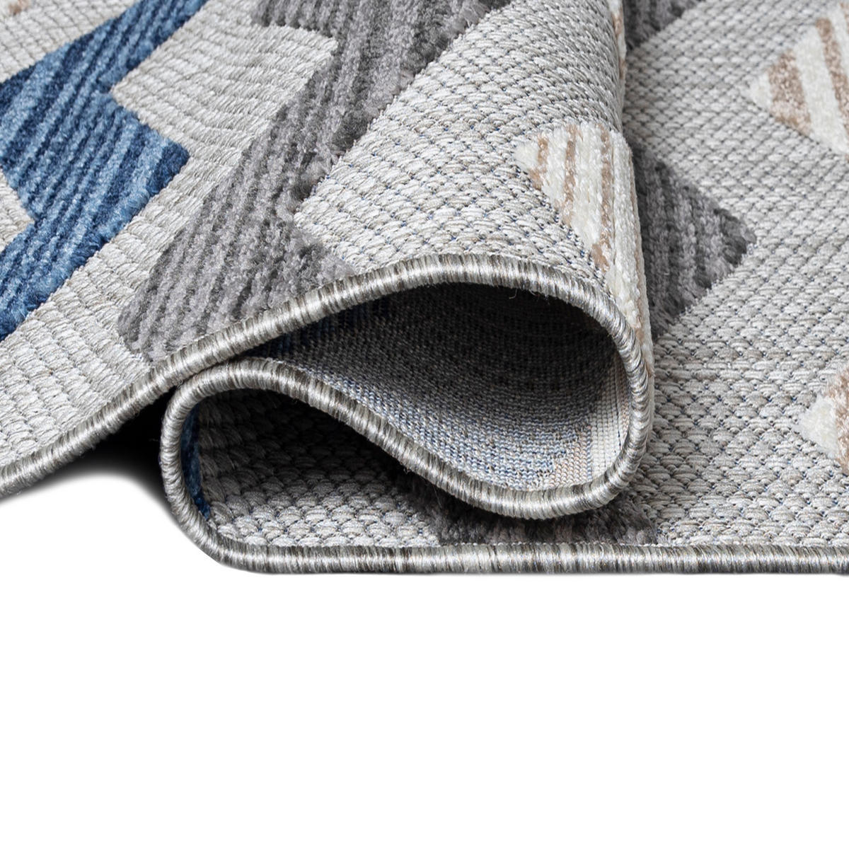 TEPPICH Outdoor Bunte Chevron Geometrisch Kurzflor Rechteckig - 140x200 cm - Hellgrau, Textil (140/200cm) - Mazovia