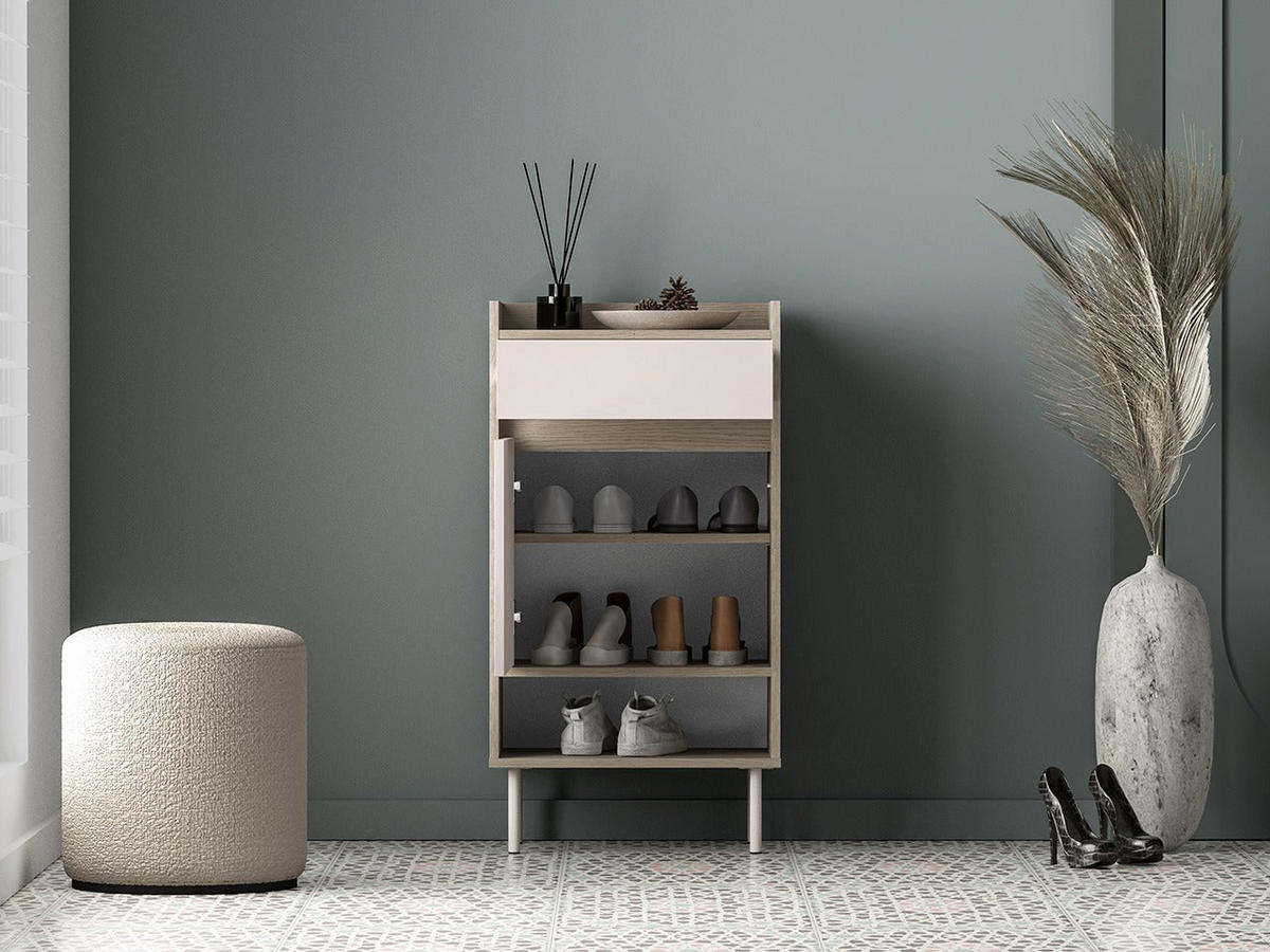 SCHUHSCHRANK – VOCO 04 – 50 cm – Voco – Kaschmir / Eichefarben - Kaschmir/Eichefarben, Holzwerkstoff (50/95/34cm) - hi-markt