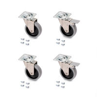 ROLLEN Slip mit Montageplatte, Durchmesser 75mm, Stahl und Kunststoff, Grau 4er-set - Grau, Metall (35/6/25cm) - EMUCA