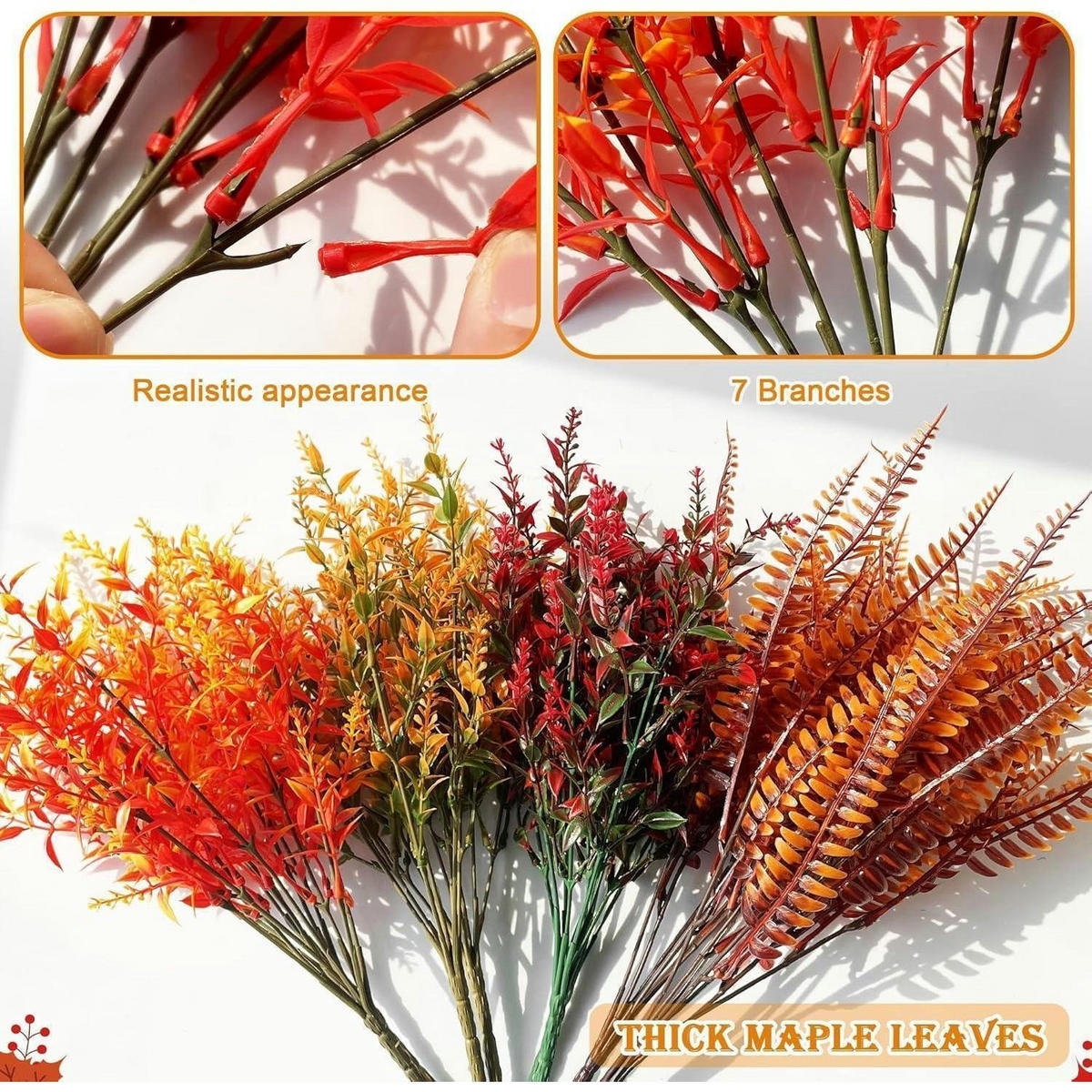 KUNSTBLUMEN 8-teiliges Set Herbstdeko 35 cm - Multicolor, Kunststoff (38cm)