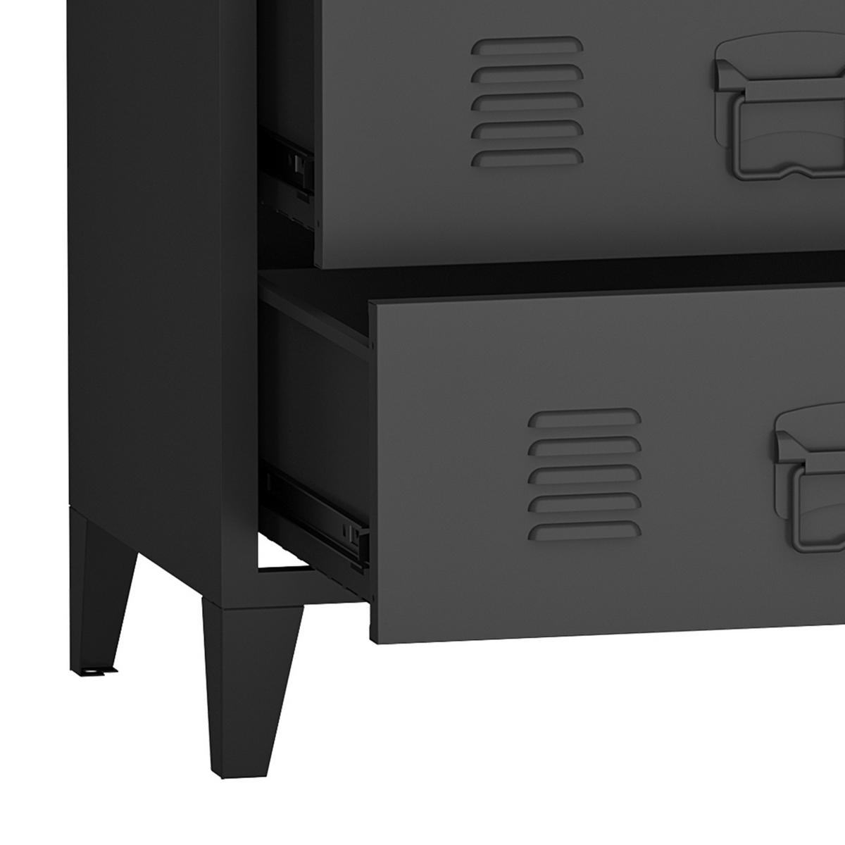METALLSCHRANK Hämeenlinna - Schwarz, Metall (80/92/40cm) - [en.casa]