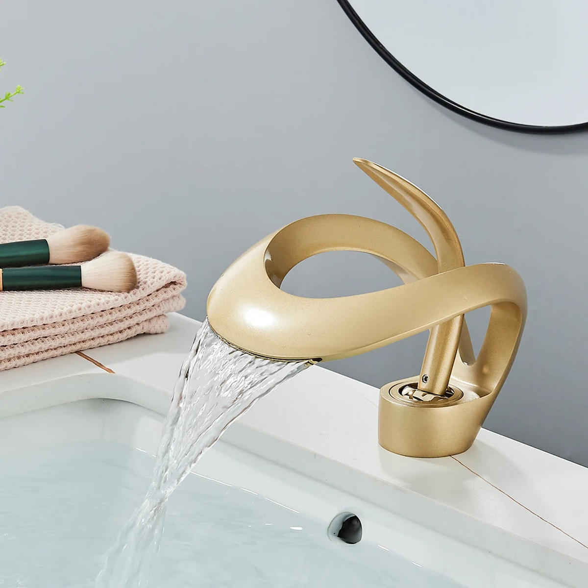 WASCHTISCHARMATUR Messing, Gold, Heiß-/Kaltwasser - Goldfarben, Metall (5/15/9cm) - Kaket