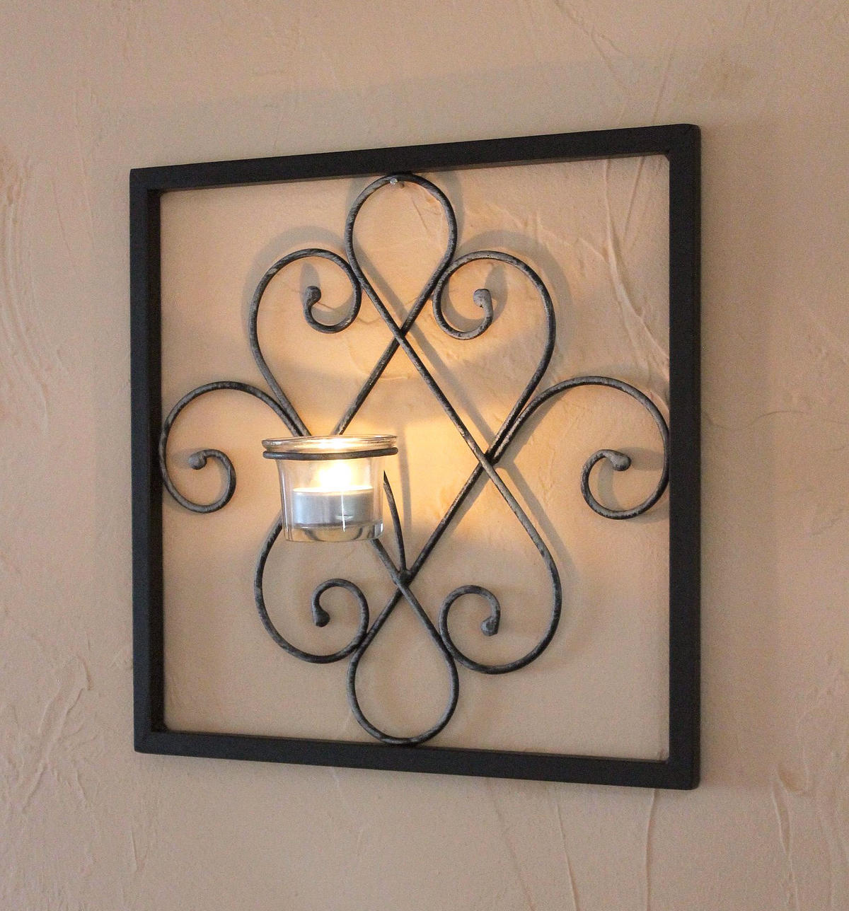 WANDTEELICHTHALTER Arabika Metall Schwarz 31 cm - Schwarz, Metall (1cm) - DanDiBo