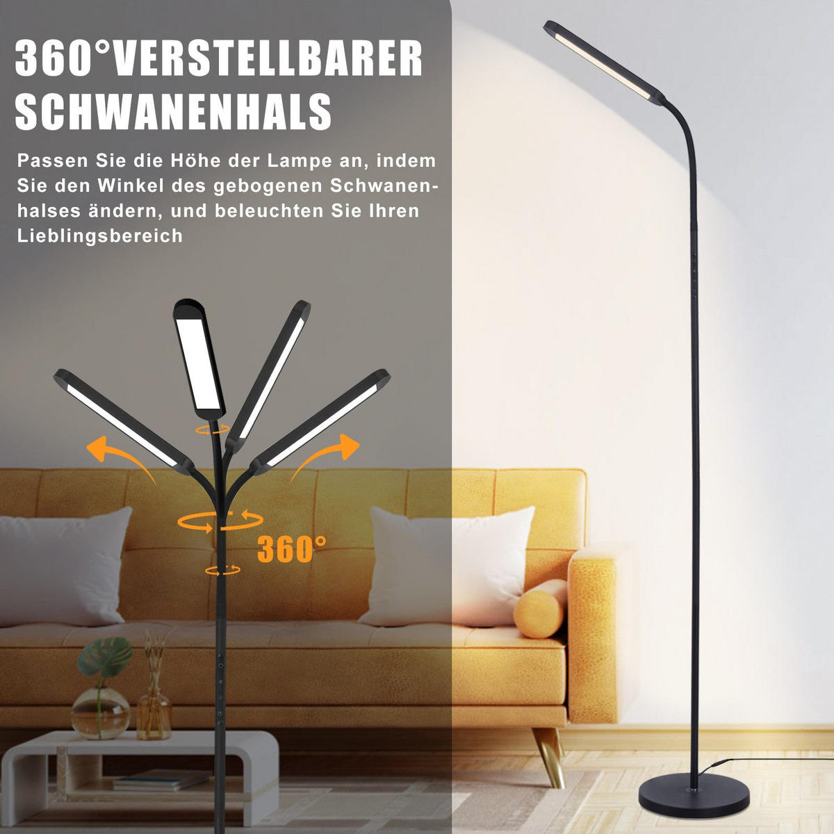 LED-STEHLAMPE Yanchus 137.1/6/22.8cm - Schwarz, Metall (137.1/6/22.8cm) - Nettlife