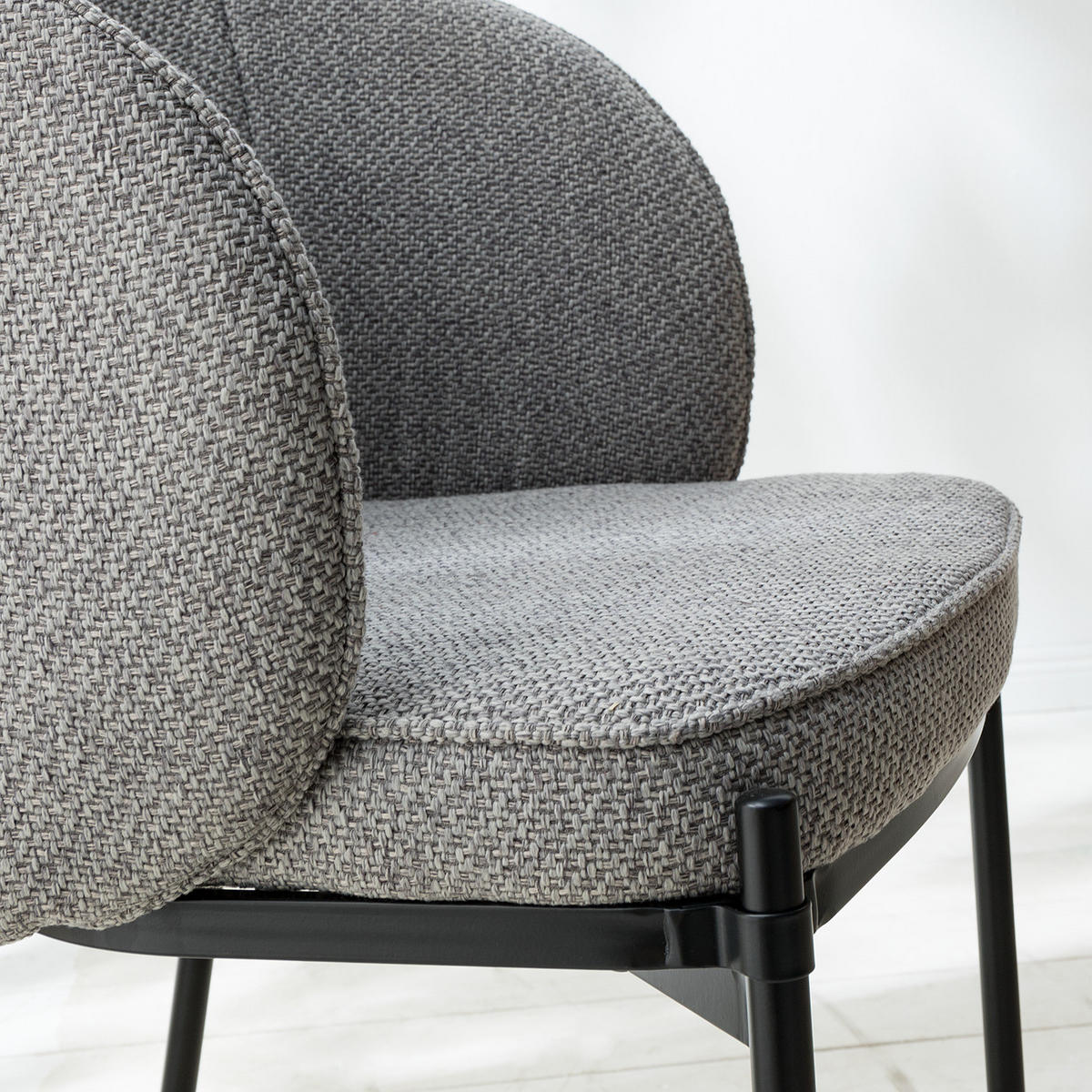 ARMLEHNENSTUHL - Webstoff / Stahl - Greige/Schwarz, Textil (56/81/57cm) - home24