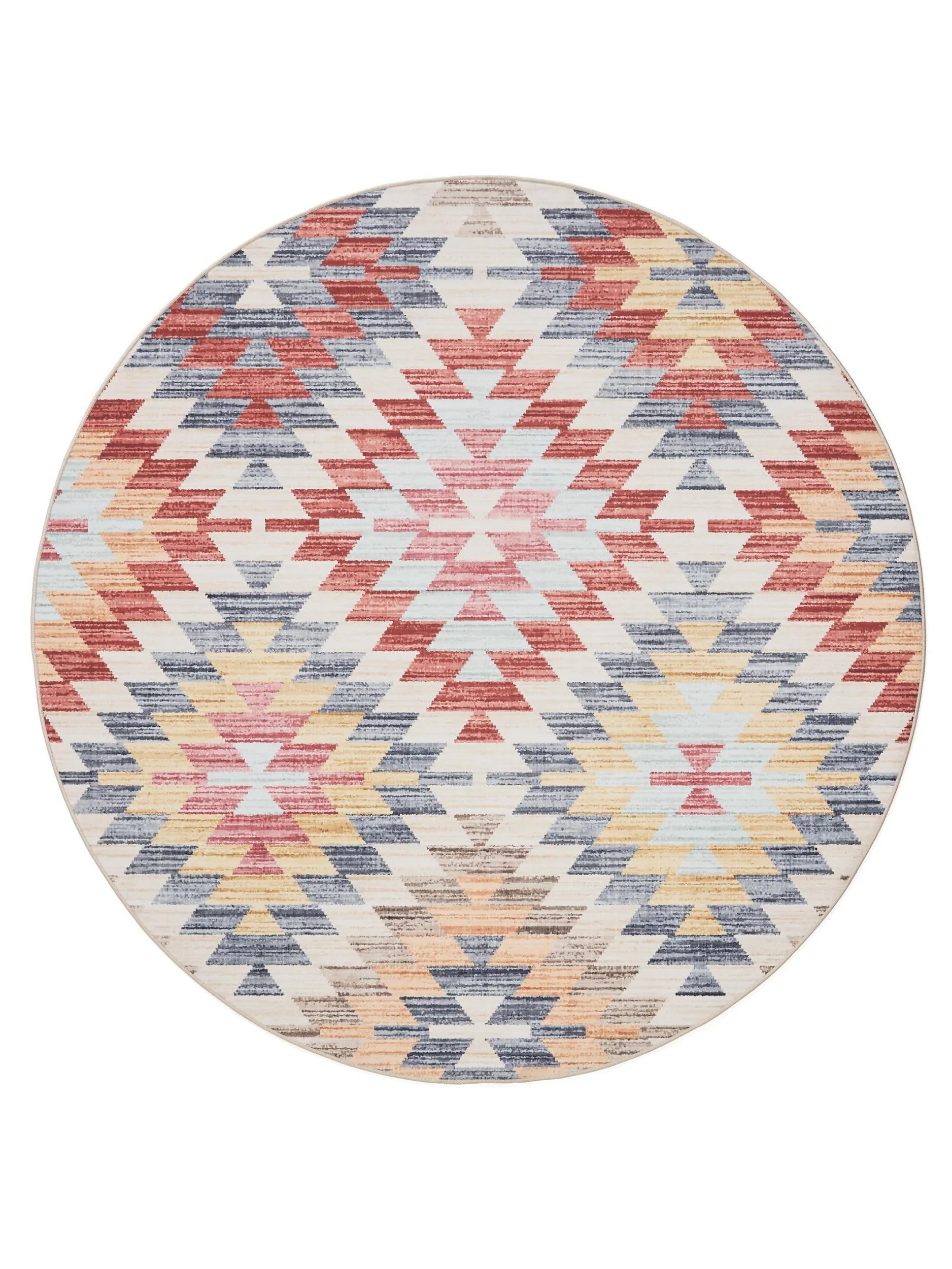 VINTAGE-TEPPICH George waschbar ø 160 cm rund - Beige/Multicolor, Kunststoff (160/160cm) - benuta