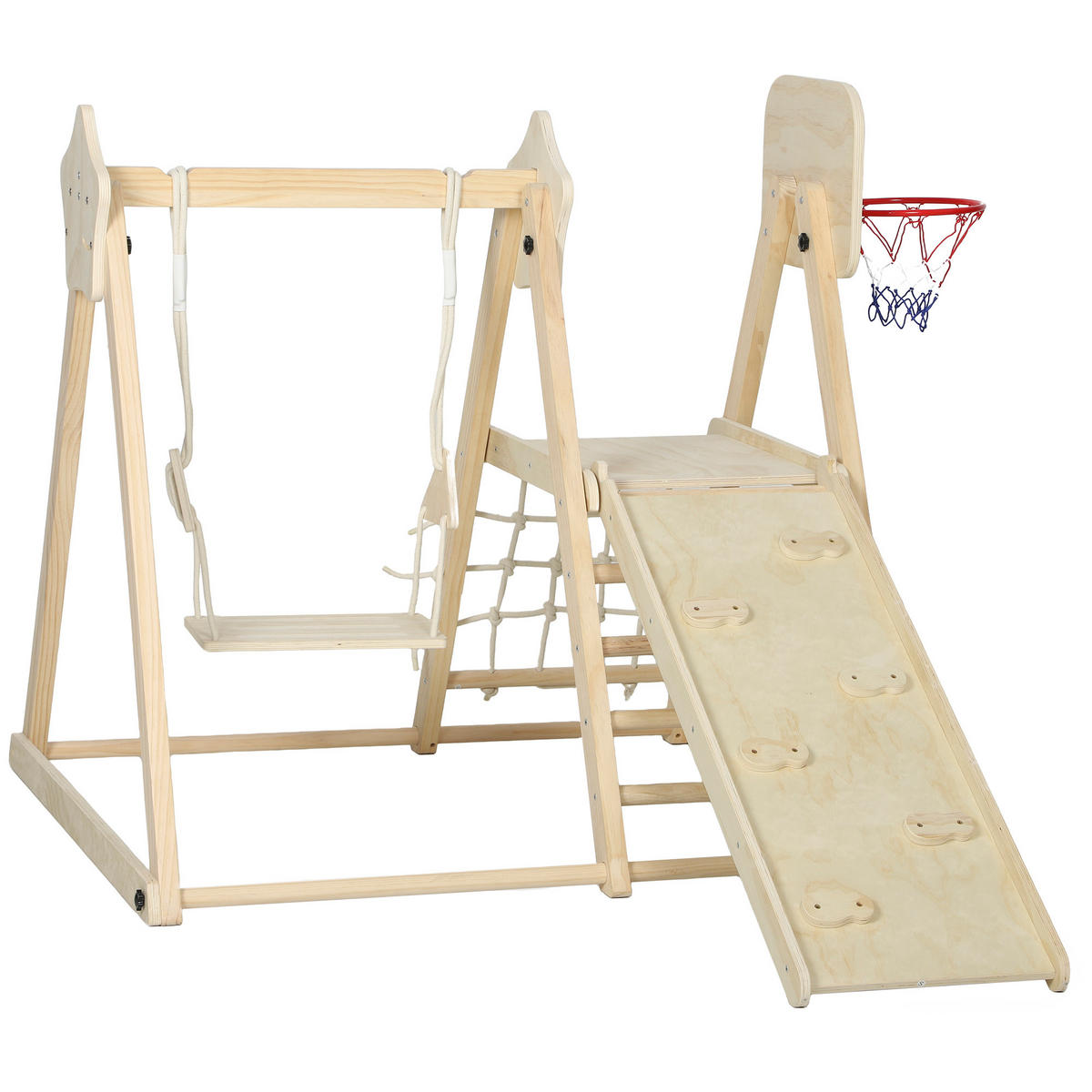KLETTERGERÜST 5-in-1 DE-09335 Naturholz - Naturfarben, Holz (133/43/140cm) - ComfortXL