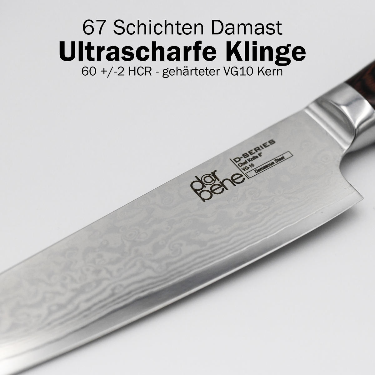 DAMASTMESSER Chefmesser Premium 35cm - Alufarben, Metall (35cm) - DarBene