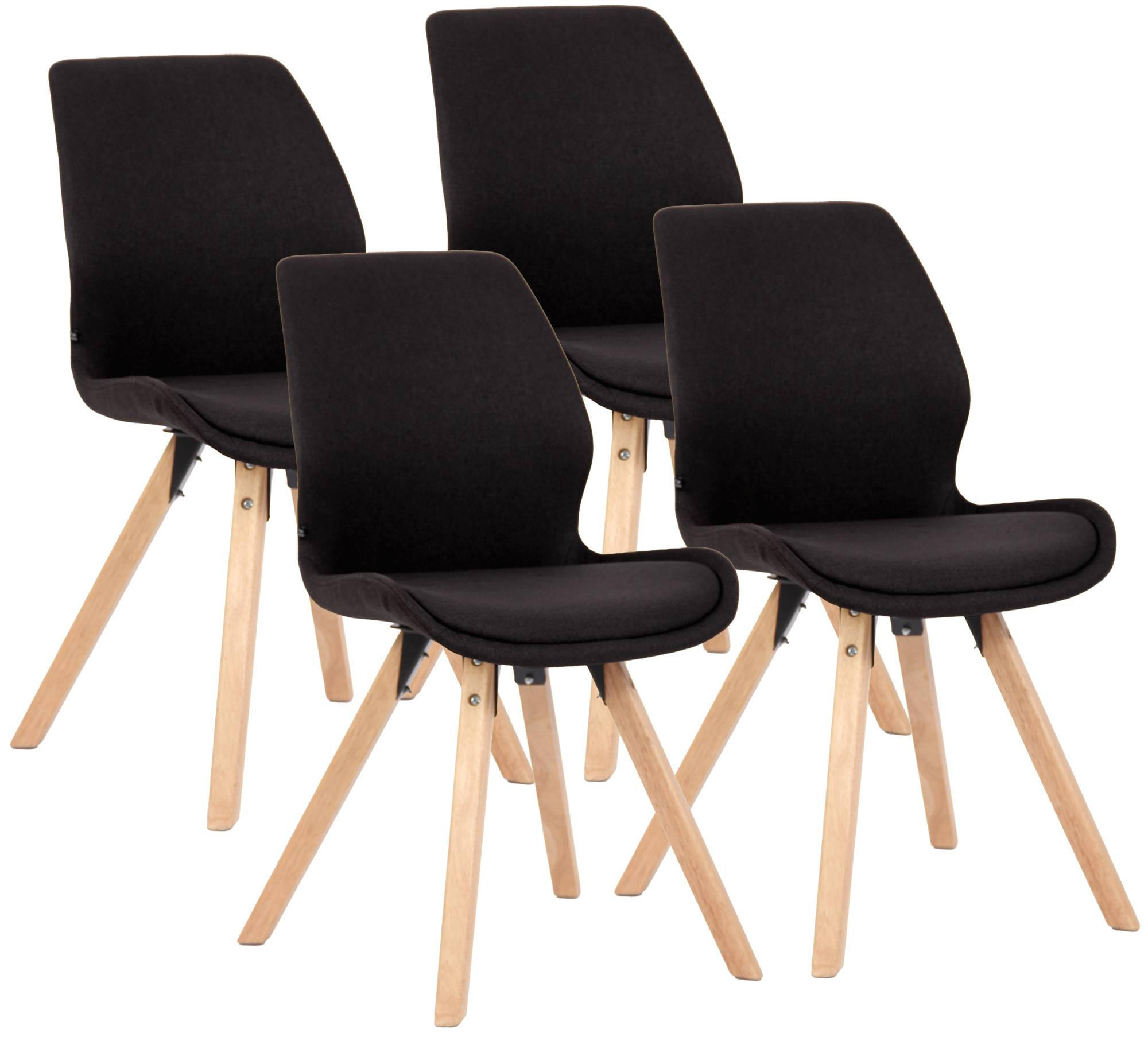 STUHL 4er Set Stoff Schwarz - Eukalyptusholzfarben/Schwarz, Holz/Textil (49/87/58cm) - CLP