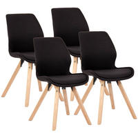 STUHL 4er Set Stoff Schwarz - Eukalyptusholzfarben/Schwarz, Holz/Textil (49/87/58cm) - CLP