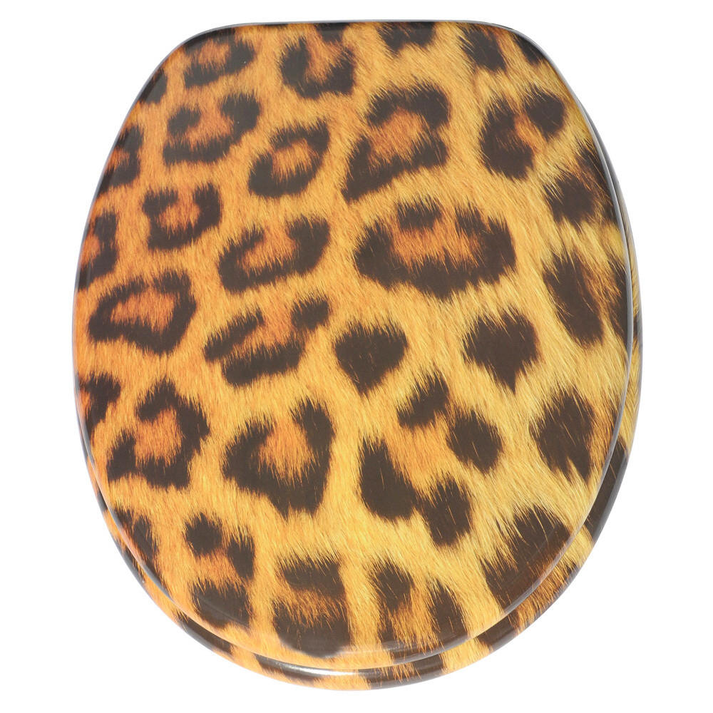 WC-SITZ Absenkautomatik Leopardenfell - Braun, Holzwerkstoff (38/6/47cm) - Sanilo