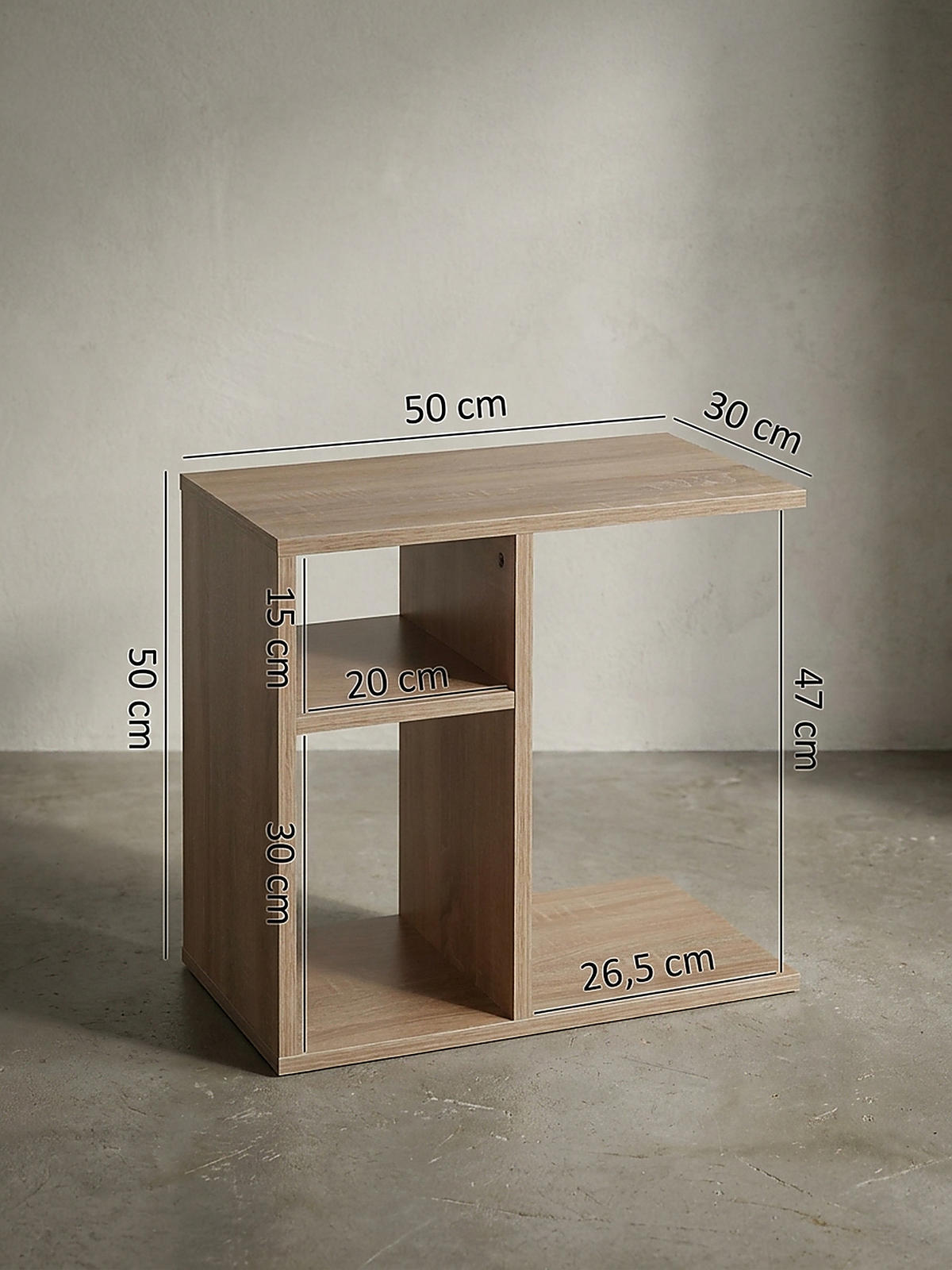 BEISTELLTISCH Holz Ablagefächer Kratzfest Wasserabweisend ITTER, Beige 50x30x50 cm - Beige, Holz (30/50/50cm) - KADIMA DESIGN