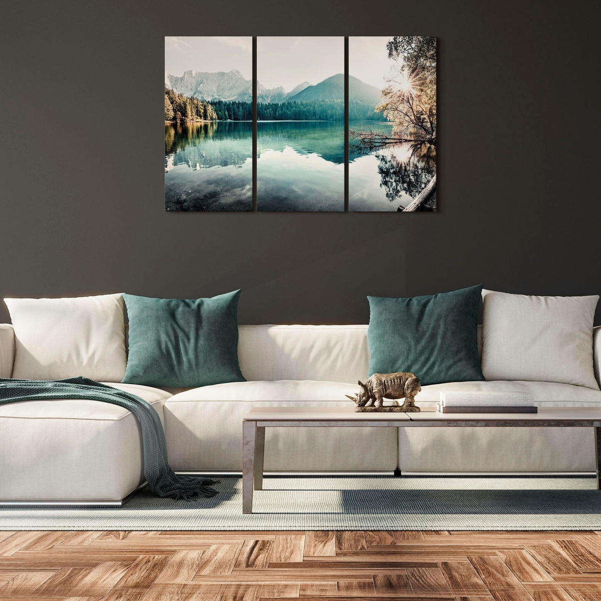 LEINWANDBILD See 3-tlg. 90x60 cm - Multicolor, Holz (90/60cm) - LUMASOUL