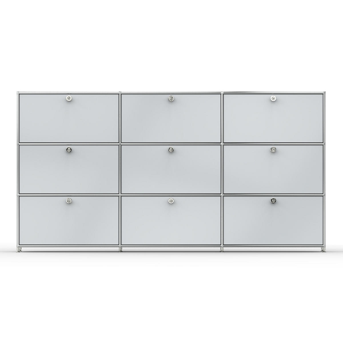 HOCHSCHRANK, 9 Schubladen, Schloss, Breite 227 cm, Lichtgrau - Chromfarben/Silberfarben, Metall (40/118/227.2cm) - Versee