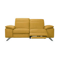 3-SITZER Sofa Genius Echtleder mit 1 x Relaxfunktion Senfgelb - Gelb, Leder/Metall (220/80/104cm)