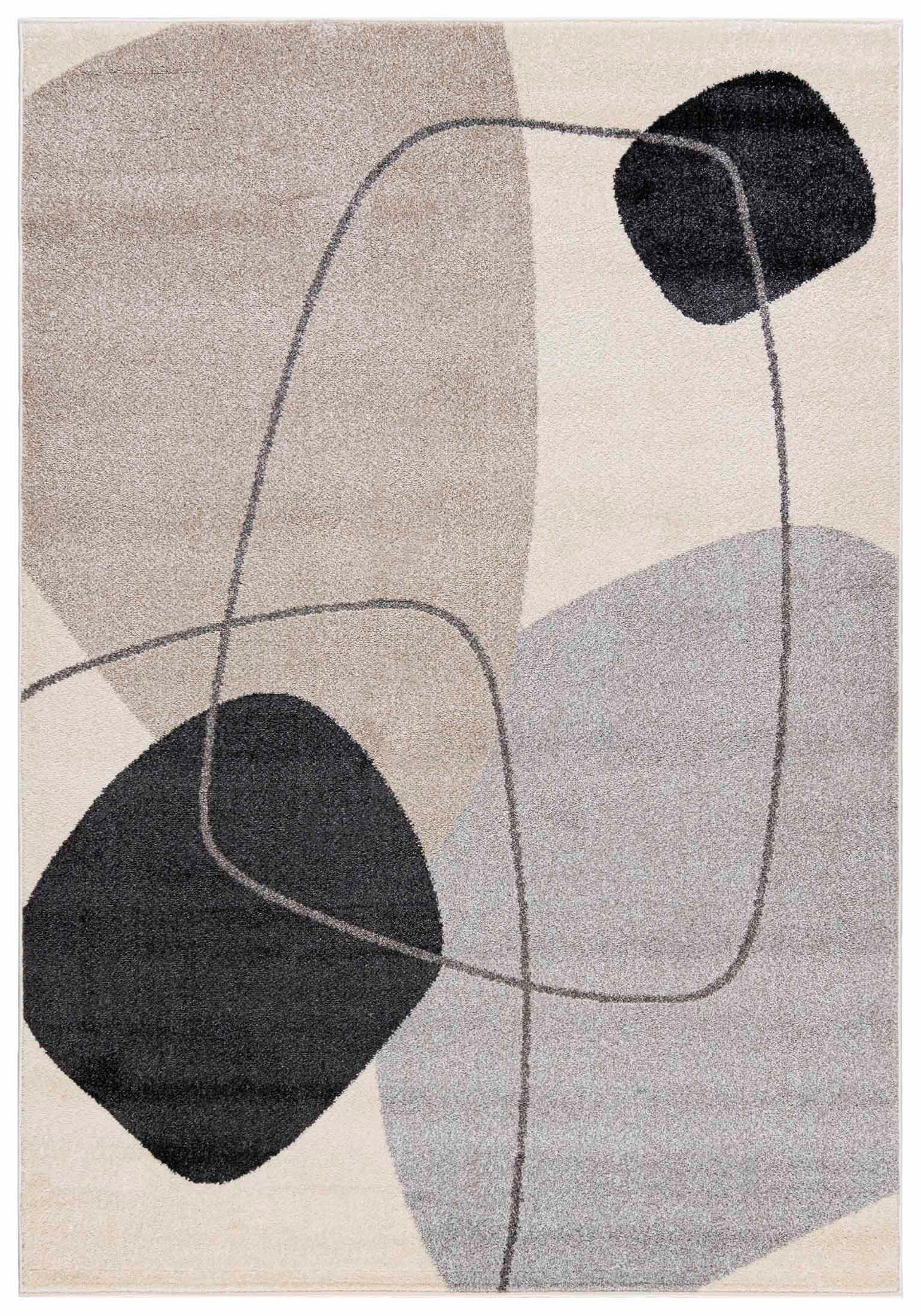TEPPICH Beige Geometrisch In-Outdoor Pflanzlich Kurzflor Rechteckig 200 x 300 cm - Taupe/Schwarz, Textil (200/300cm) - Mazovia