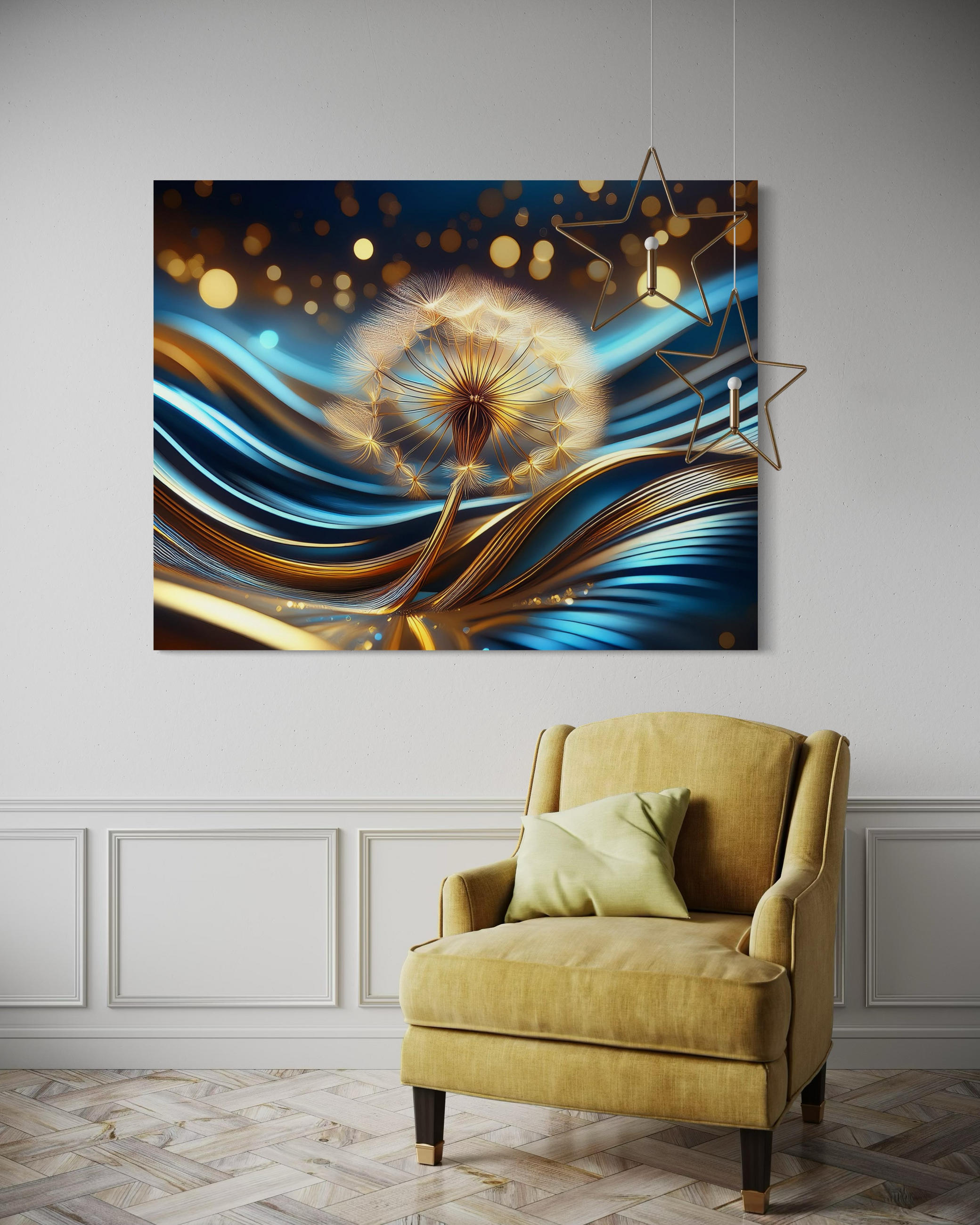 WANDBILD kugelfisch natur abstraktion - Blau, Textil (60/40cm) - Feeby