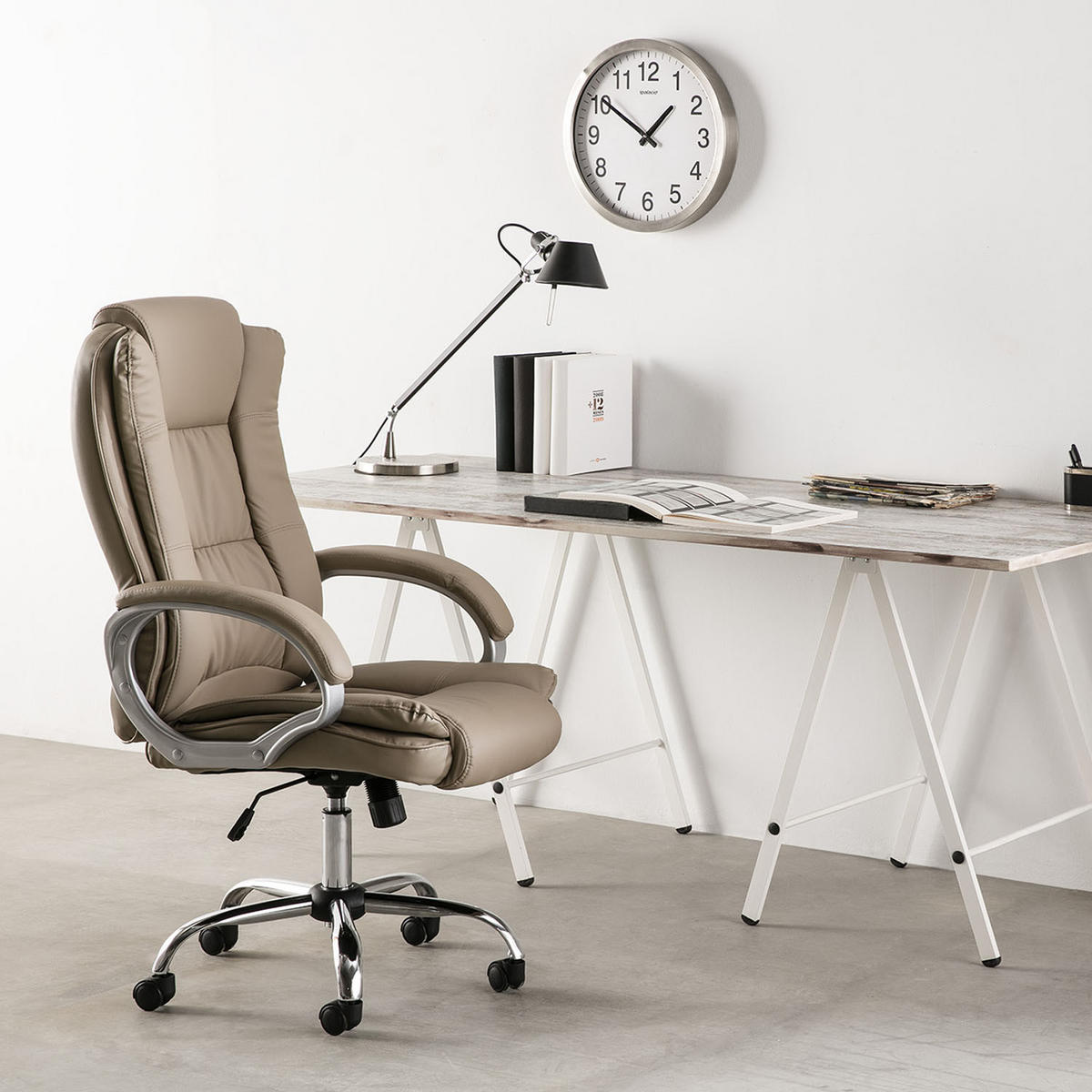DREHSTUHL Karen Taupe - Taupe, Fell (68/110/72cm) - VS Venta-stock