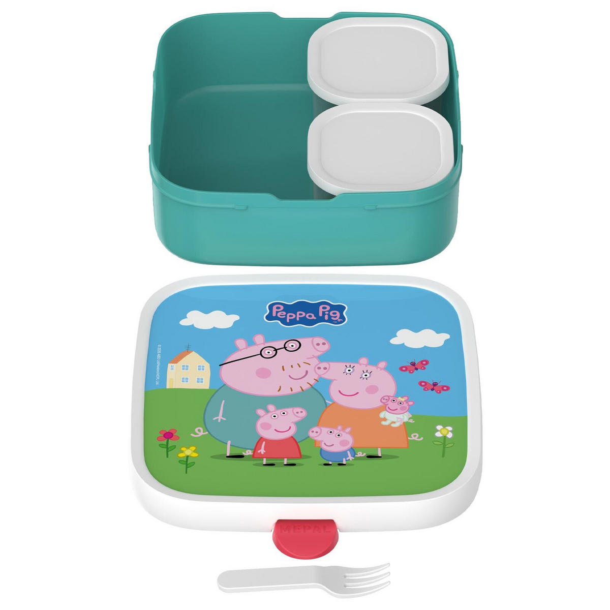 BROTDOSE XL Campus (2026) Peppa Pig 18,4 x 18,2 x 6,5 cm - Türkis/Multicolor, Kunststoff (18.2/6.5/18.4cm) - Mepal