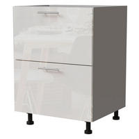 SCHUBLADENUNTERSCHRANK Essen D2A/60/1A Weiß Hochglanz / Grau Matt 60 / 50 / 82cm - Weiß Hochglanz/Grau, Holz/Holzwerkstoff (60/82/50cm) - Feldmann-Wohnen