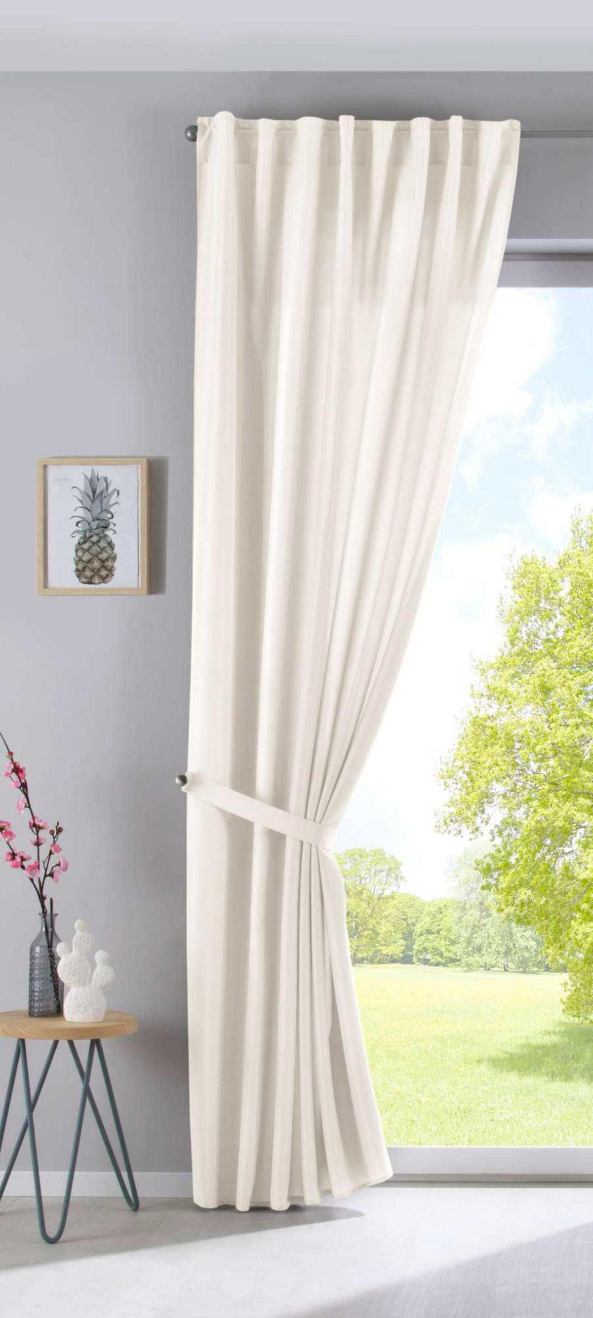 SCHLAUFENGARDINE 2ER SET »Jena« HxB 225x140 cm Creme - Creme, Textil (140/225cm) - Gardinenbox