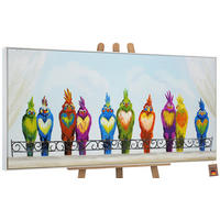 GEMÄLDE Lustige Vögel Schattenfugenrahmen weiß 200x100 cm - Weiß, Holz (200/100cm) - YS-art gallery