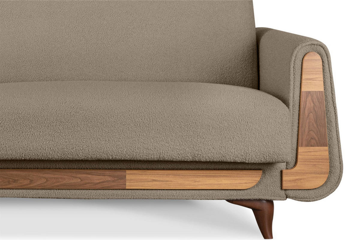 3-SITZER-SCHLAFSOFA GUSTAVO mit Armlehnen, braun - Braun, Holz/Holzwerkstoff (230/98/98cm) - KONSIMO®