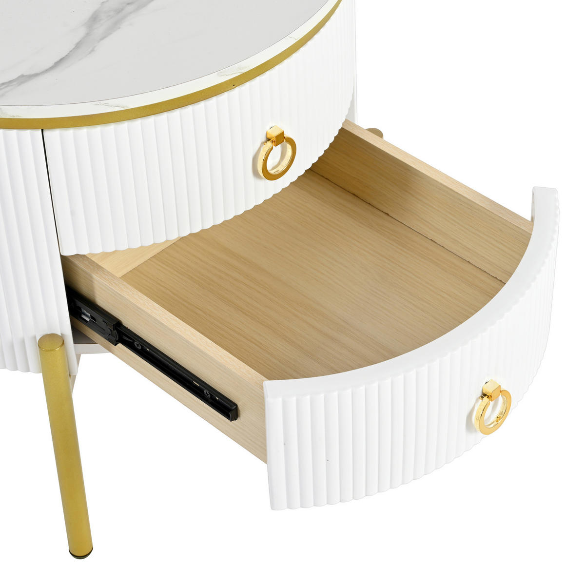 COUCHTISCH aus MDF 50x50x51 cm in Weiß mit 2 Schubladen - Weiß, Holzwerkstoff (50/50/51cm) - Modfu